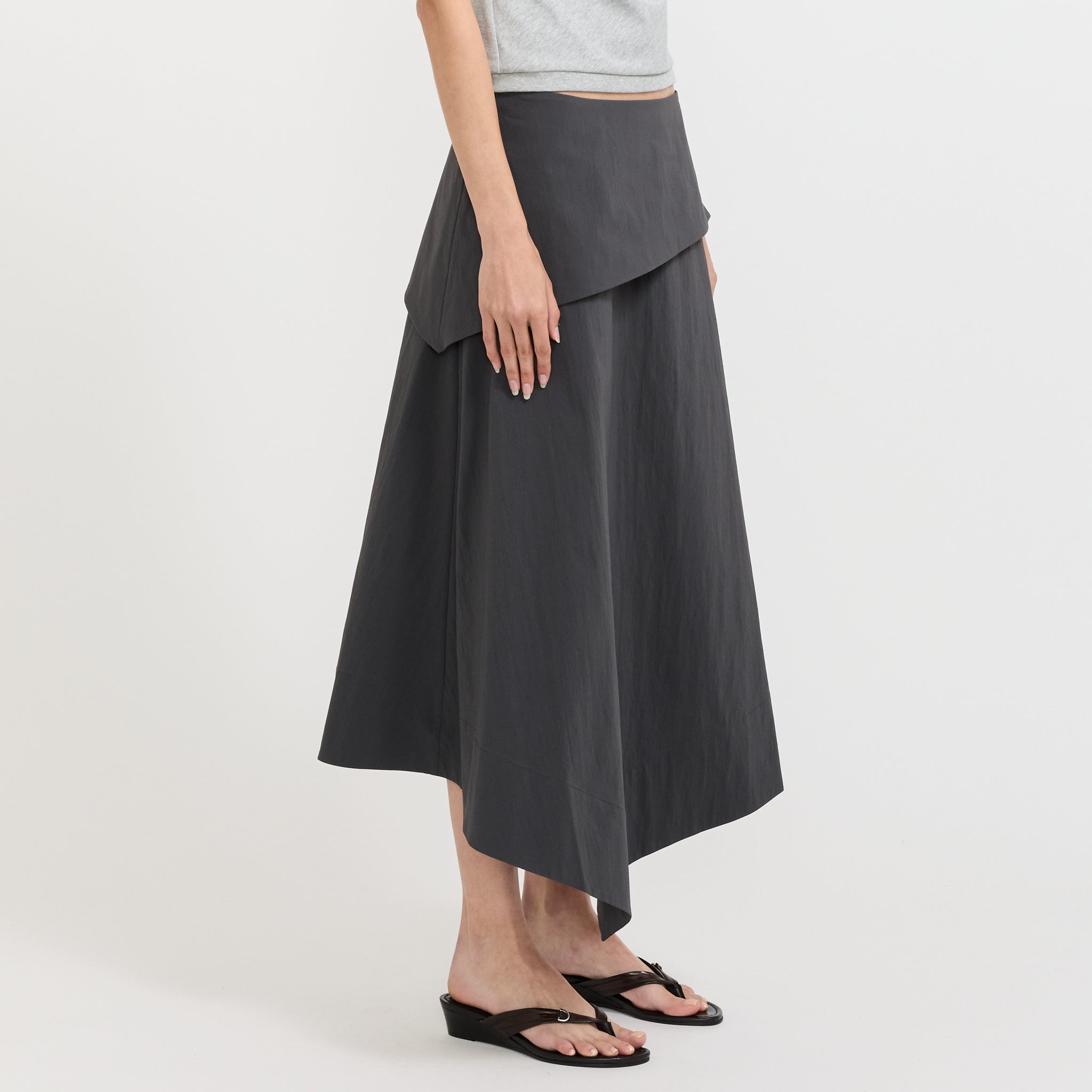 Detachable Belt Asymm Skirt Iron Glaze