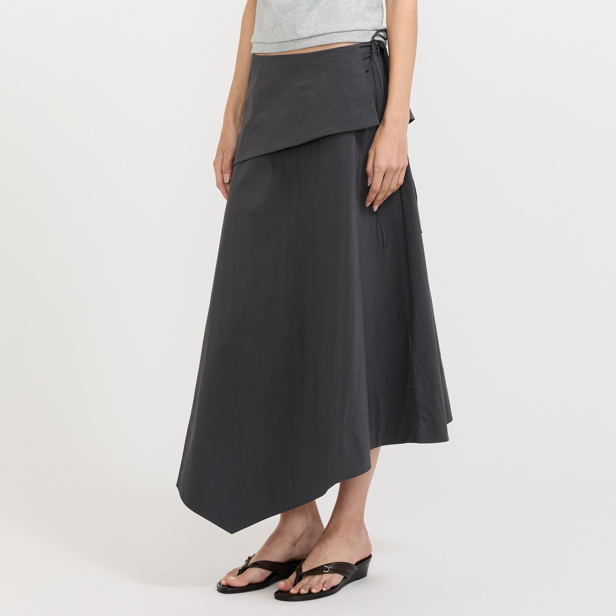 Detachable Belt Asymm Skirt Iron Glaze