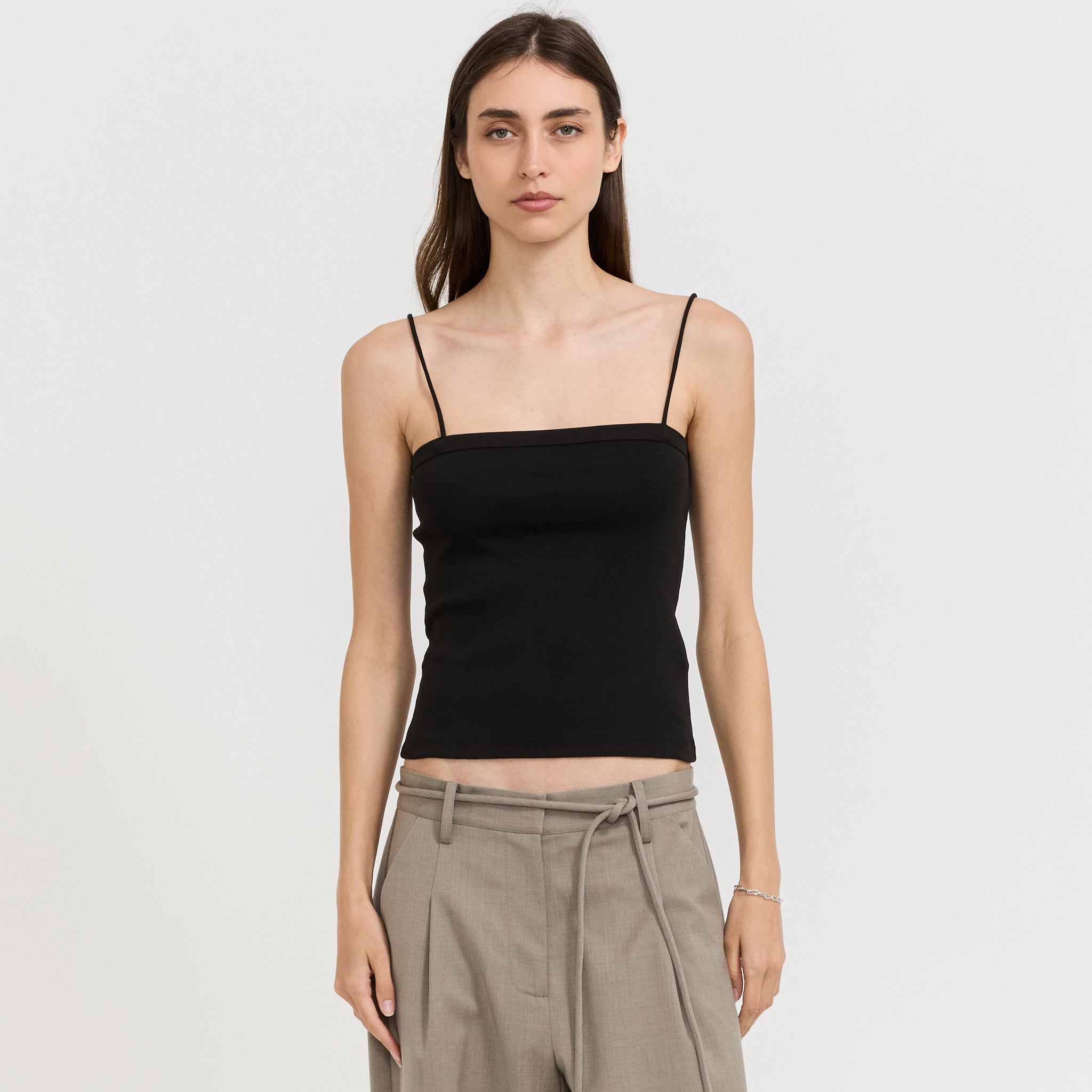 Square Neck Cami Jet Black