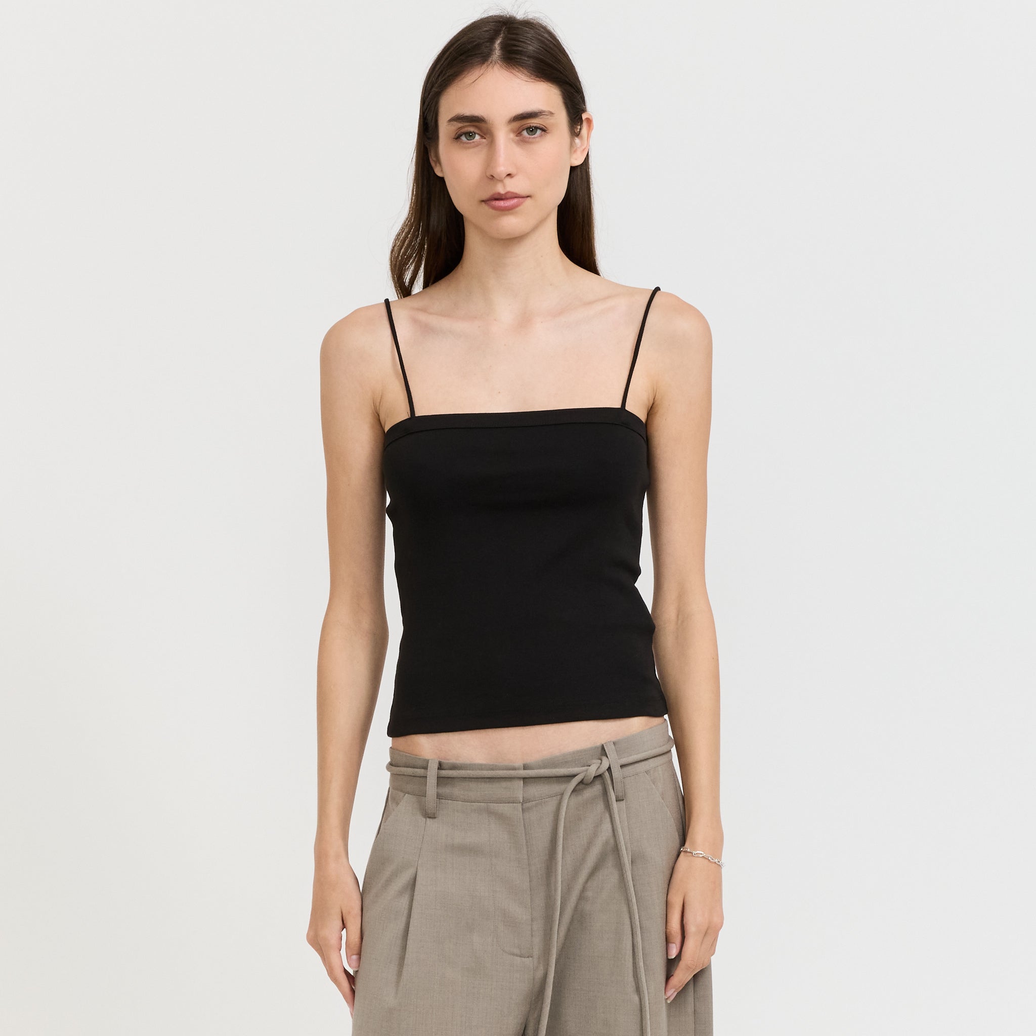 Square Neck Cami Jet Black