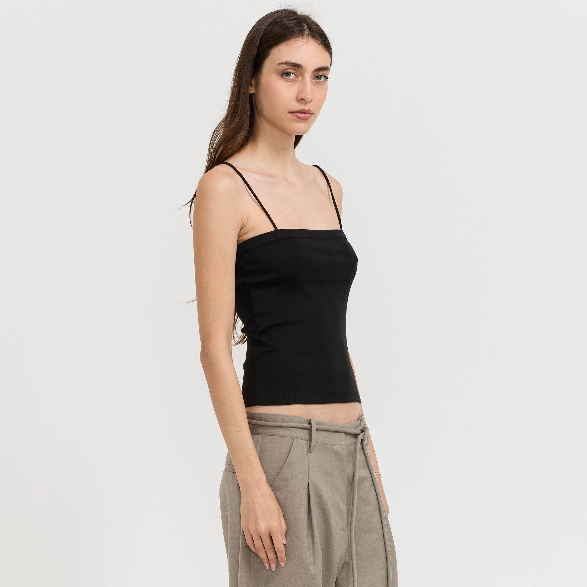 Square Neck Cami Jet Black