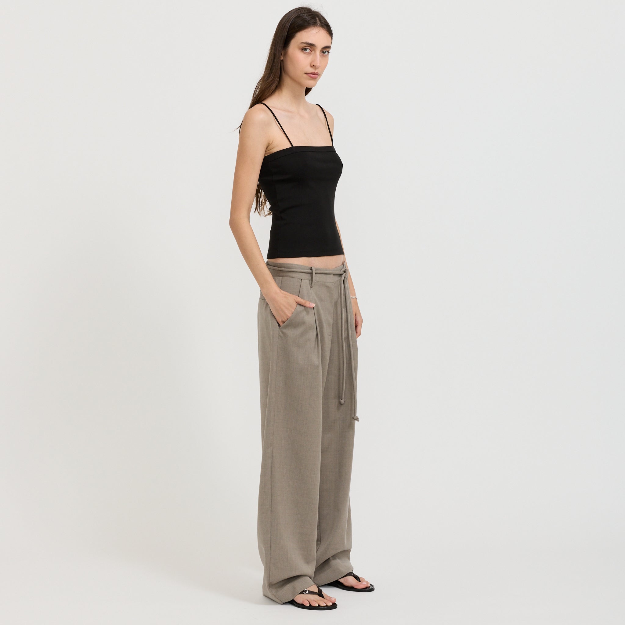 Square Neck Cami Jet Black