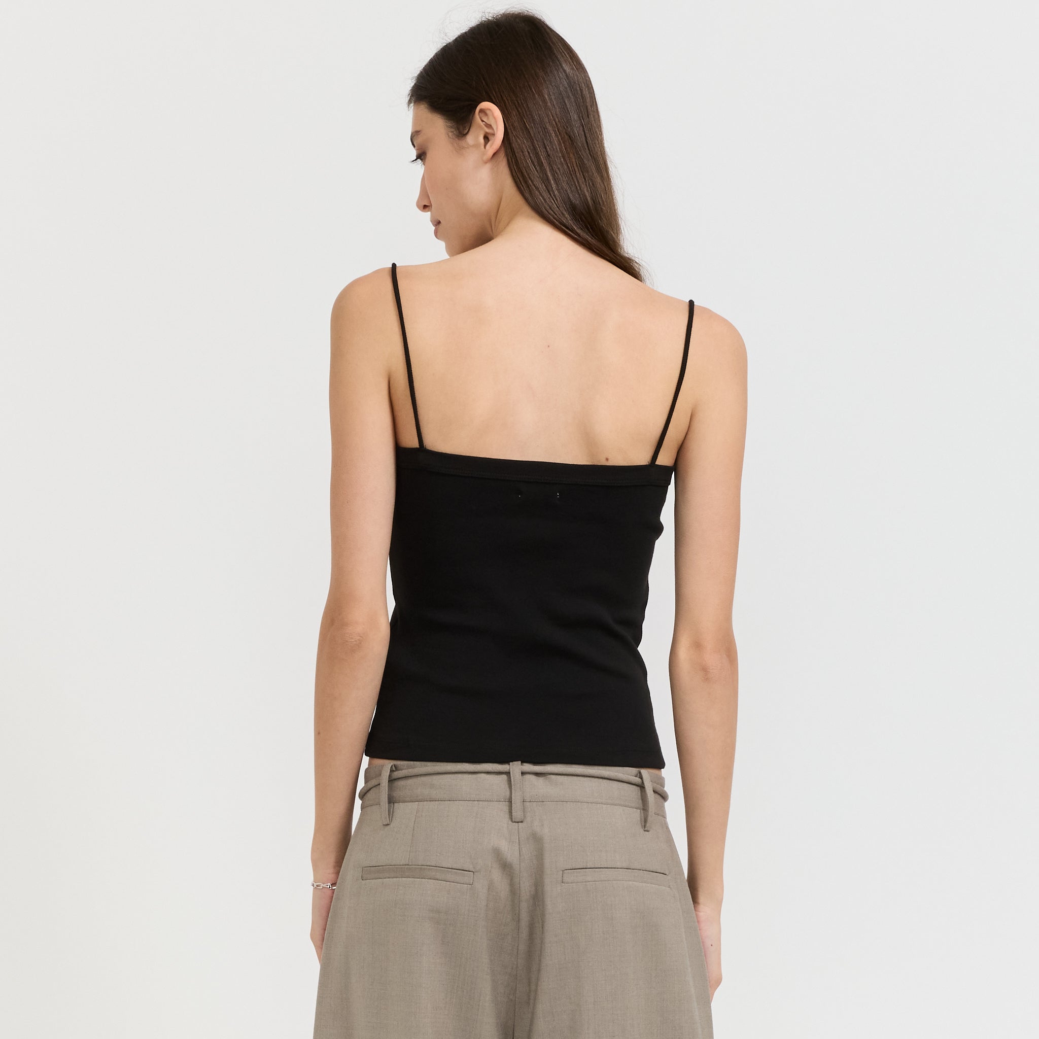 Square Neck Cami Jet Black
