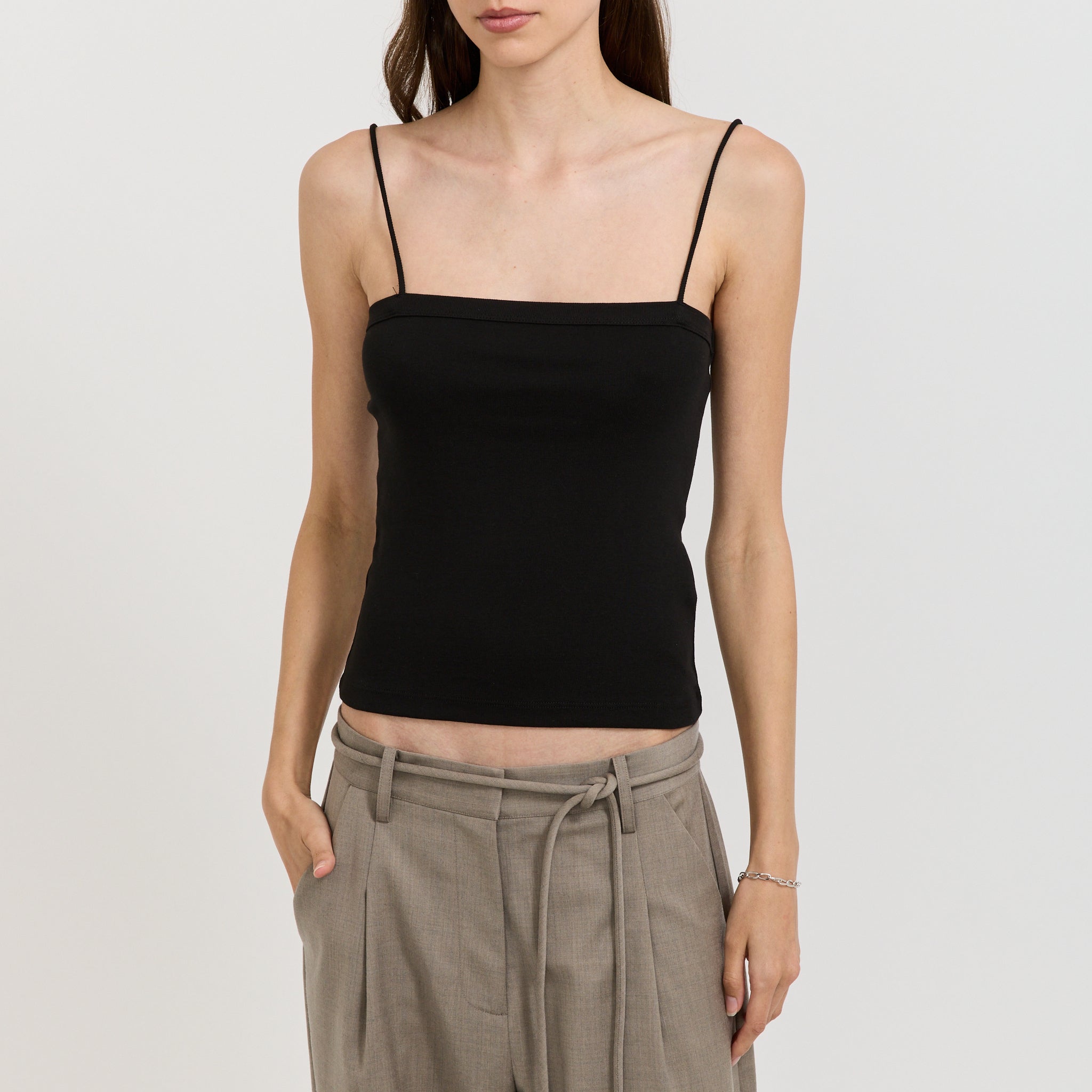 Square Neck Cami Jet Black