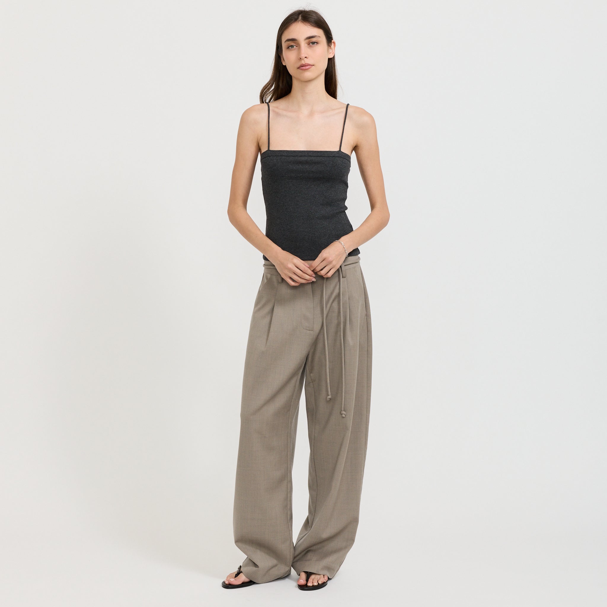 Square Neck Cami Charcoal Melange