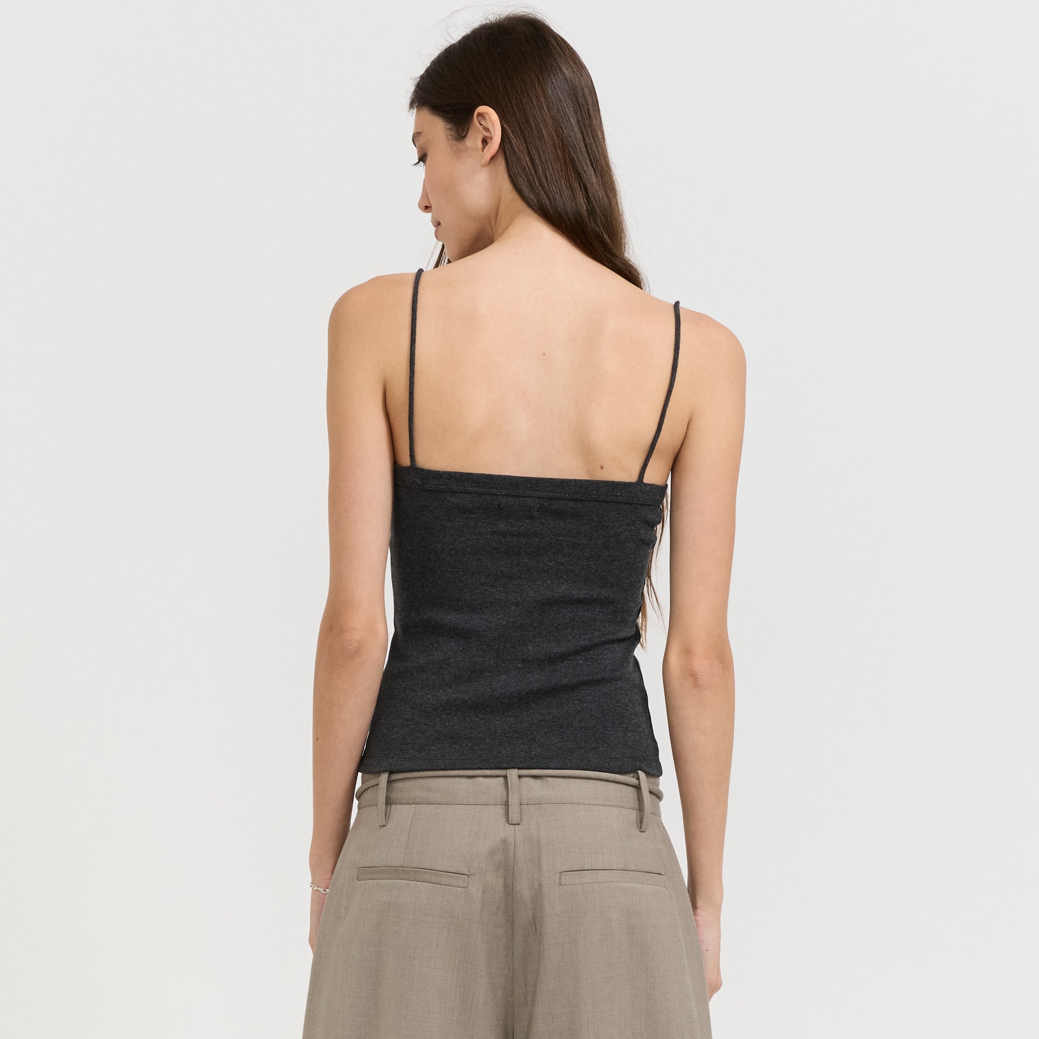 Square Neck Cami Charcoal Melange