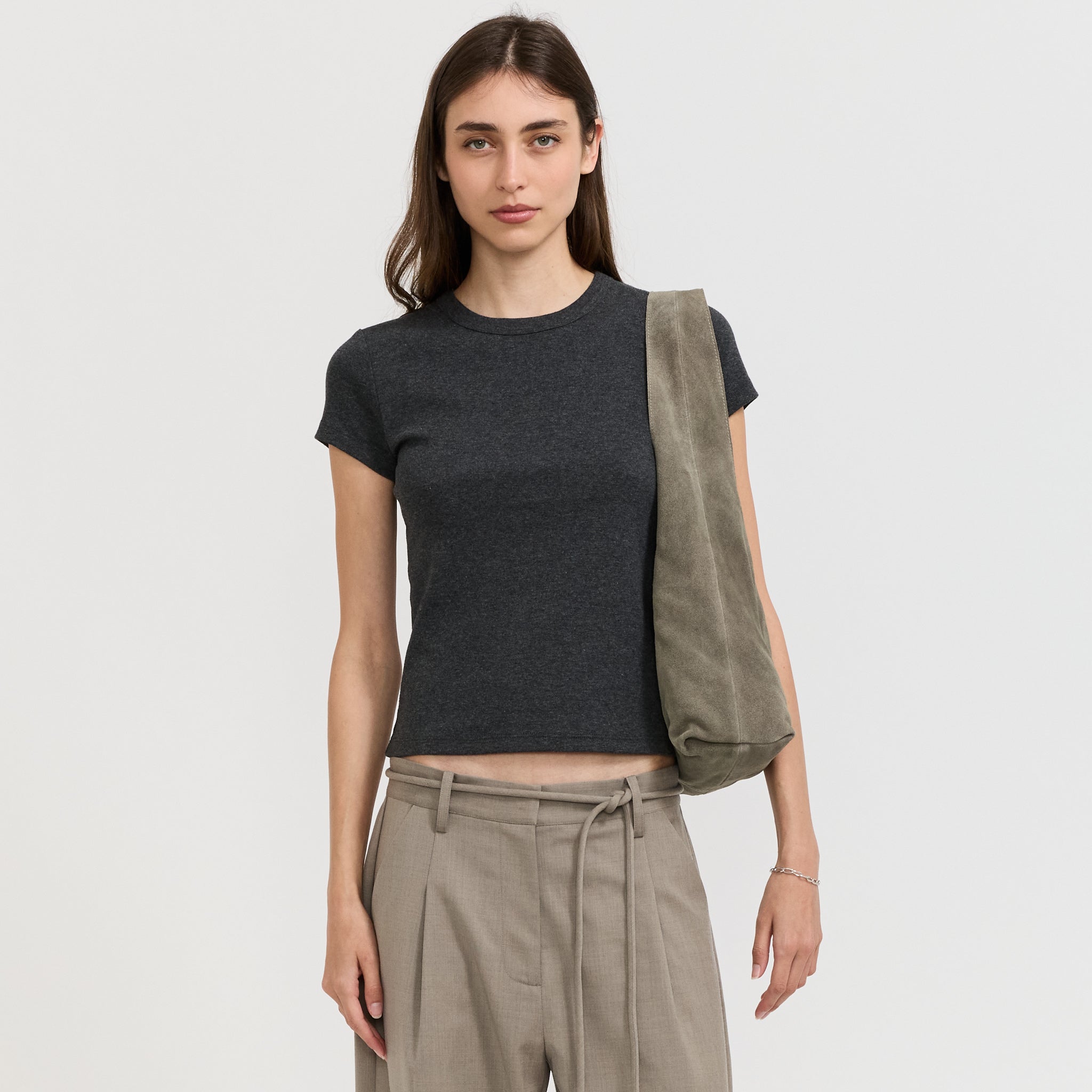 Suede Soft Bag Pebble