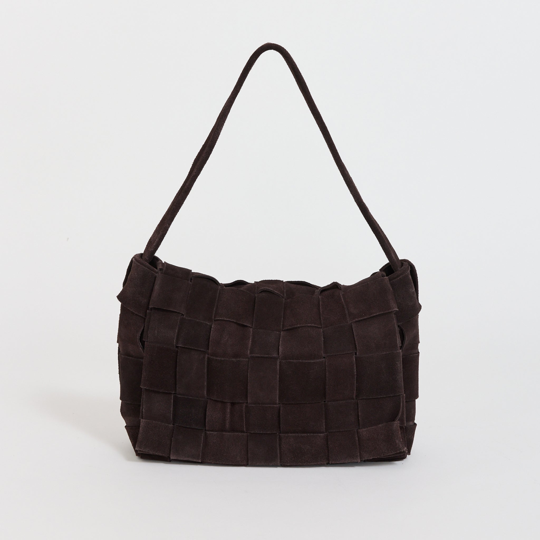Suede Woven Envelope Mini Tote Coffee