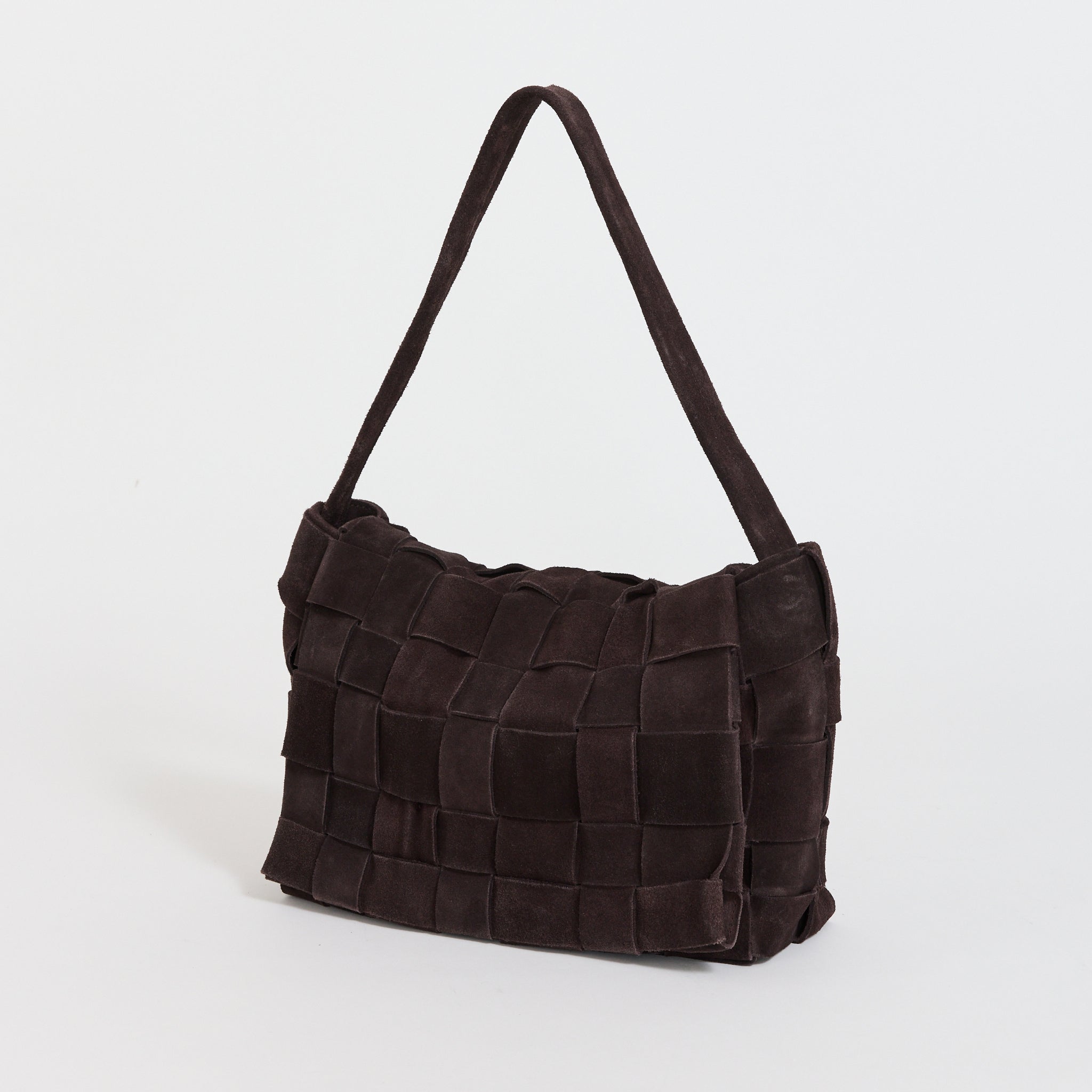 Suede Woven Envelope Mini Tote Coffee