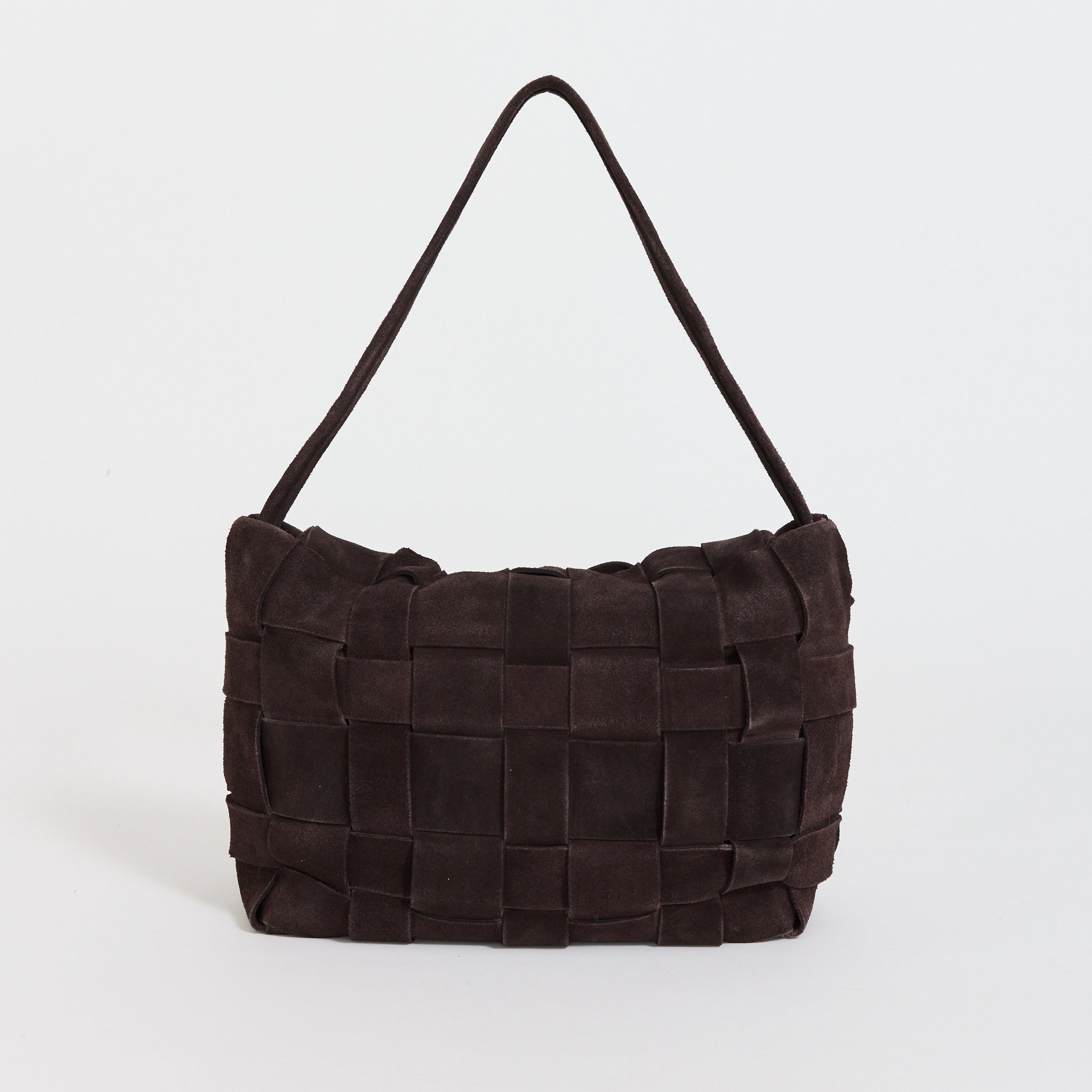 Suede Woven Envelope Mini Tote Coffee