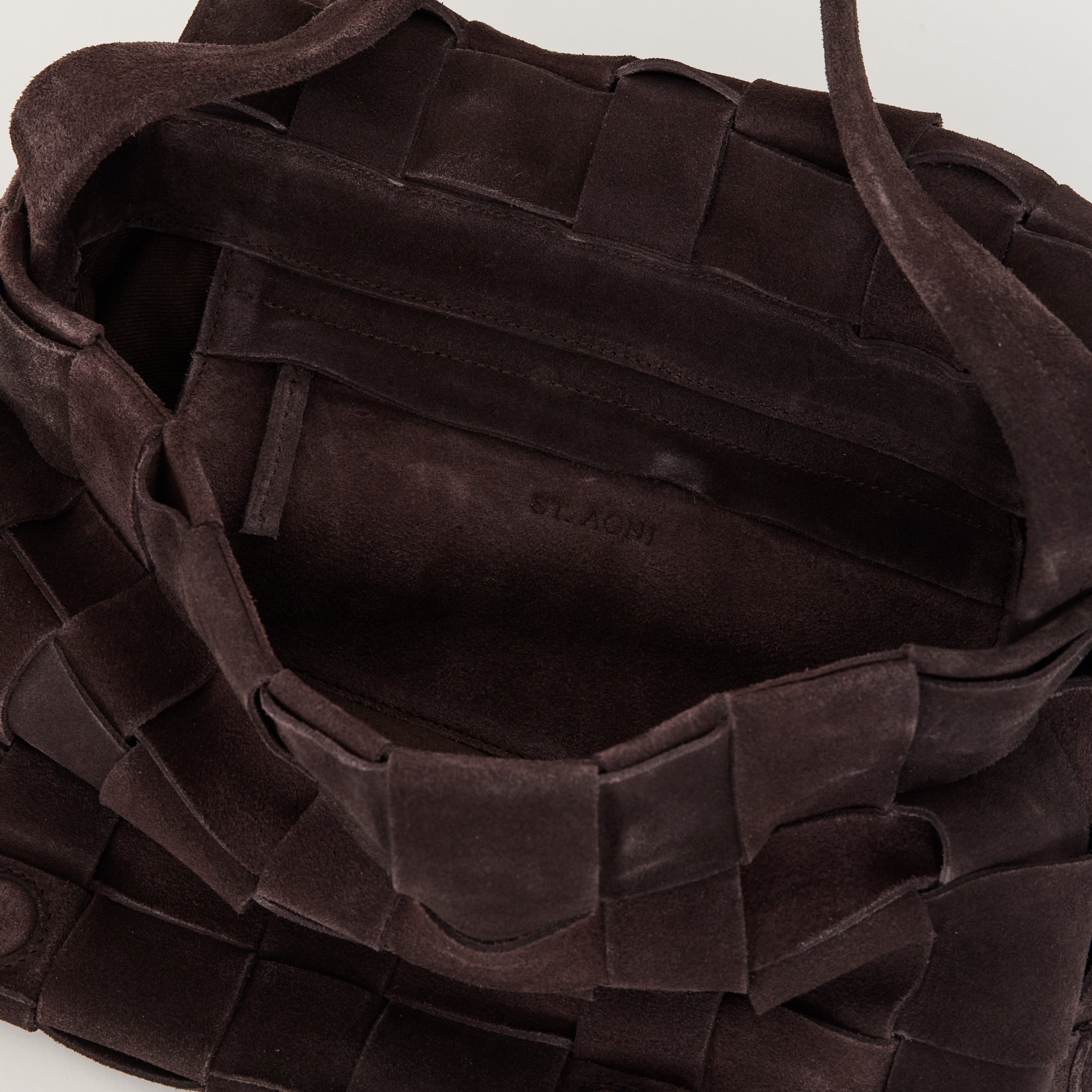 Suede Woven Envelope Mini Tote Coffee