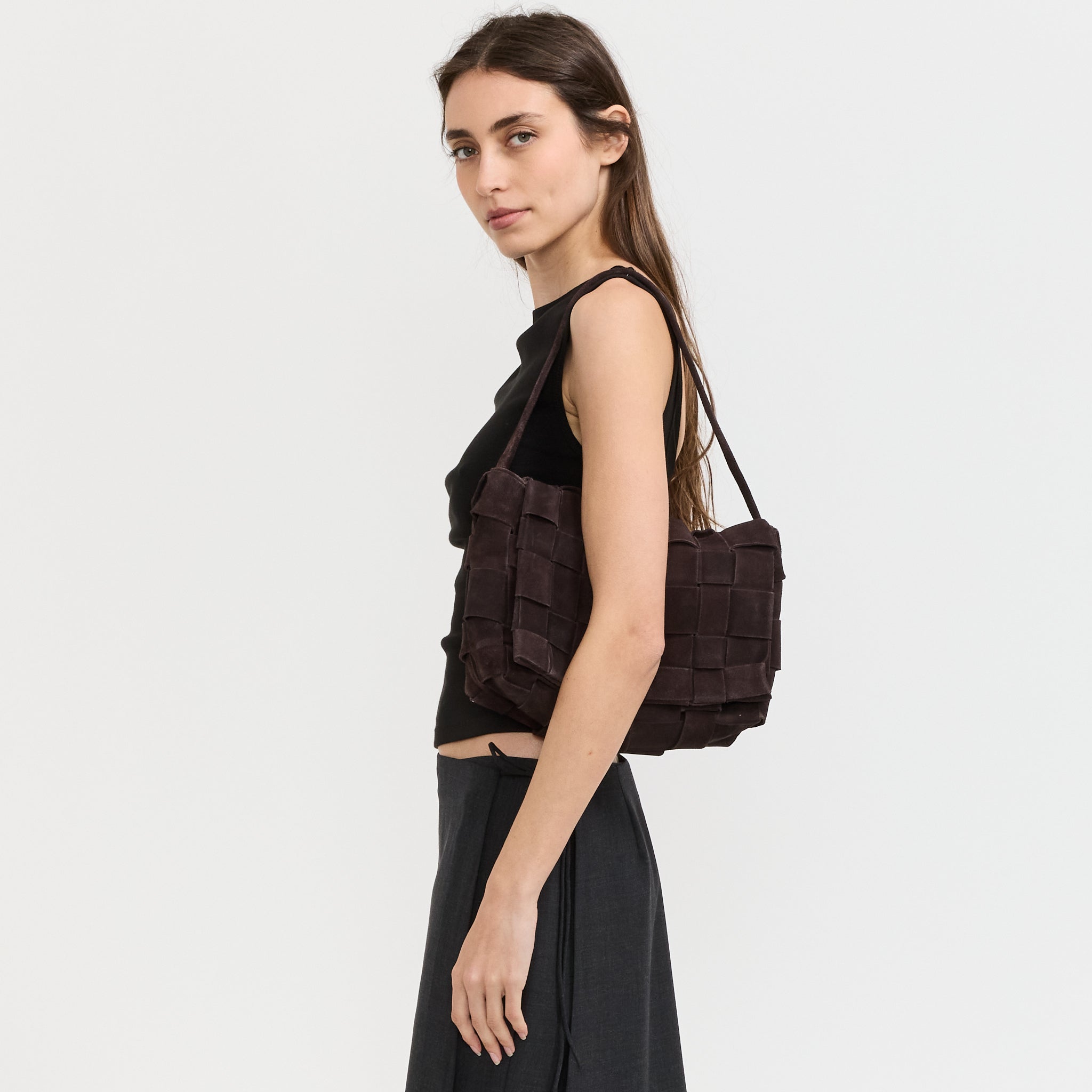 Suede Woven Envelope Mini Torte Coffee