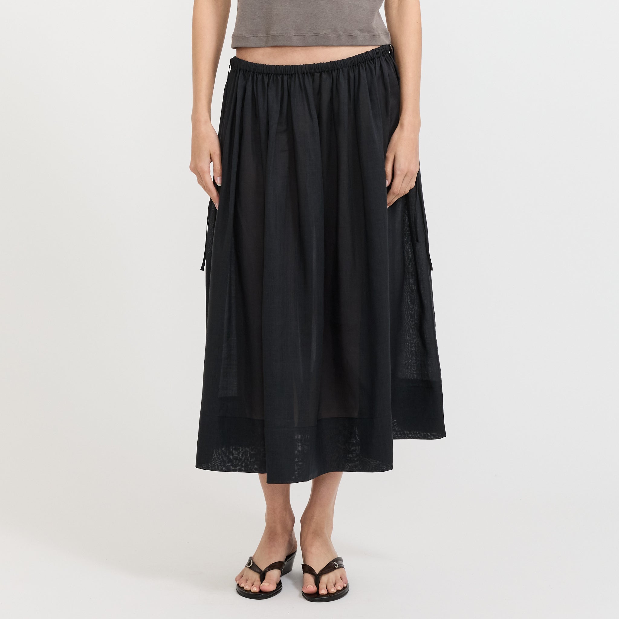 Transparent Midi Skirt Black