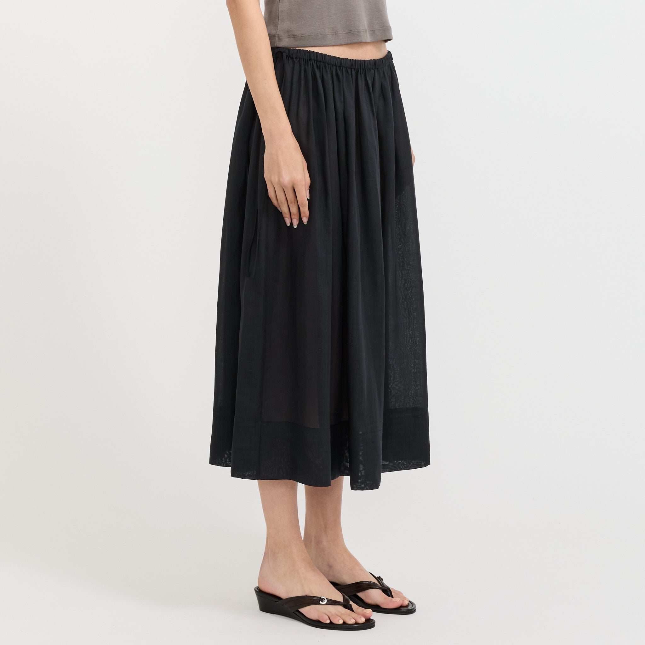 Transparent Midi Skirt Black