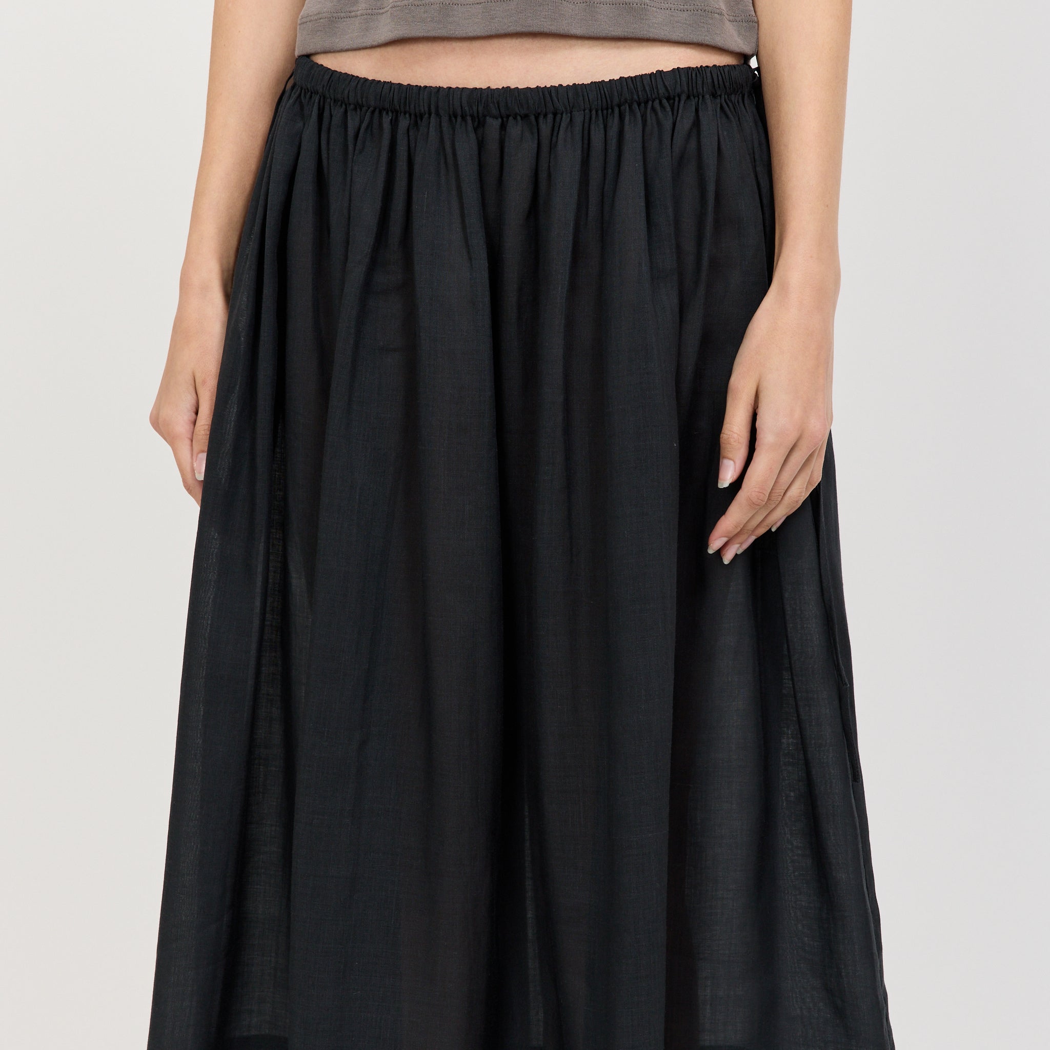 Transparent Midi Skirt Black