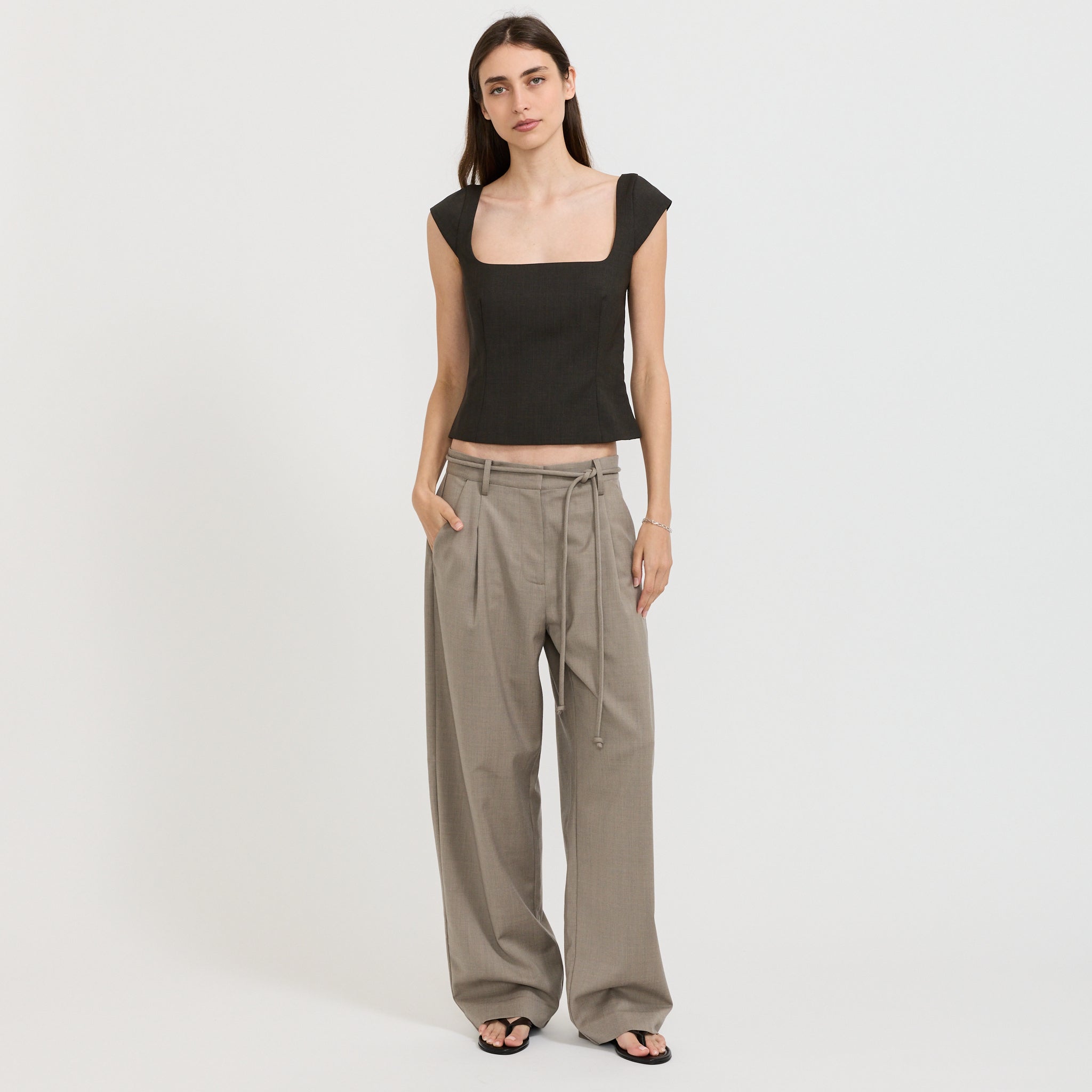 Wool Cap Sleeve Top Umber