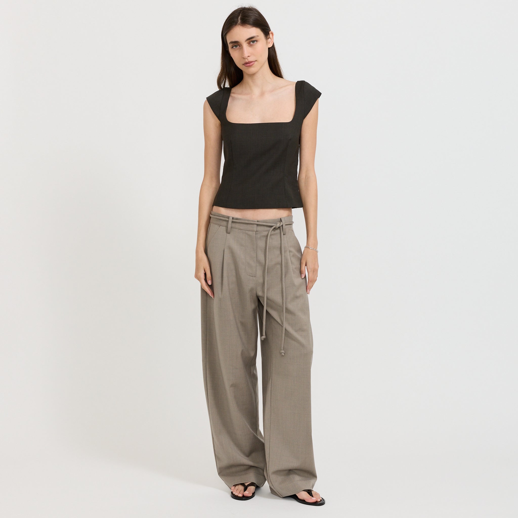Wool Cap Sleeve Top Umber