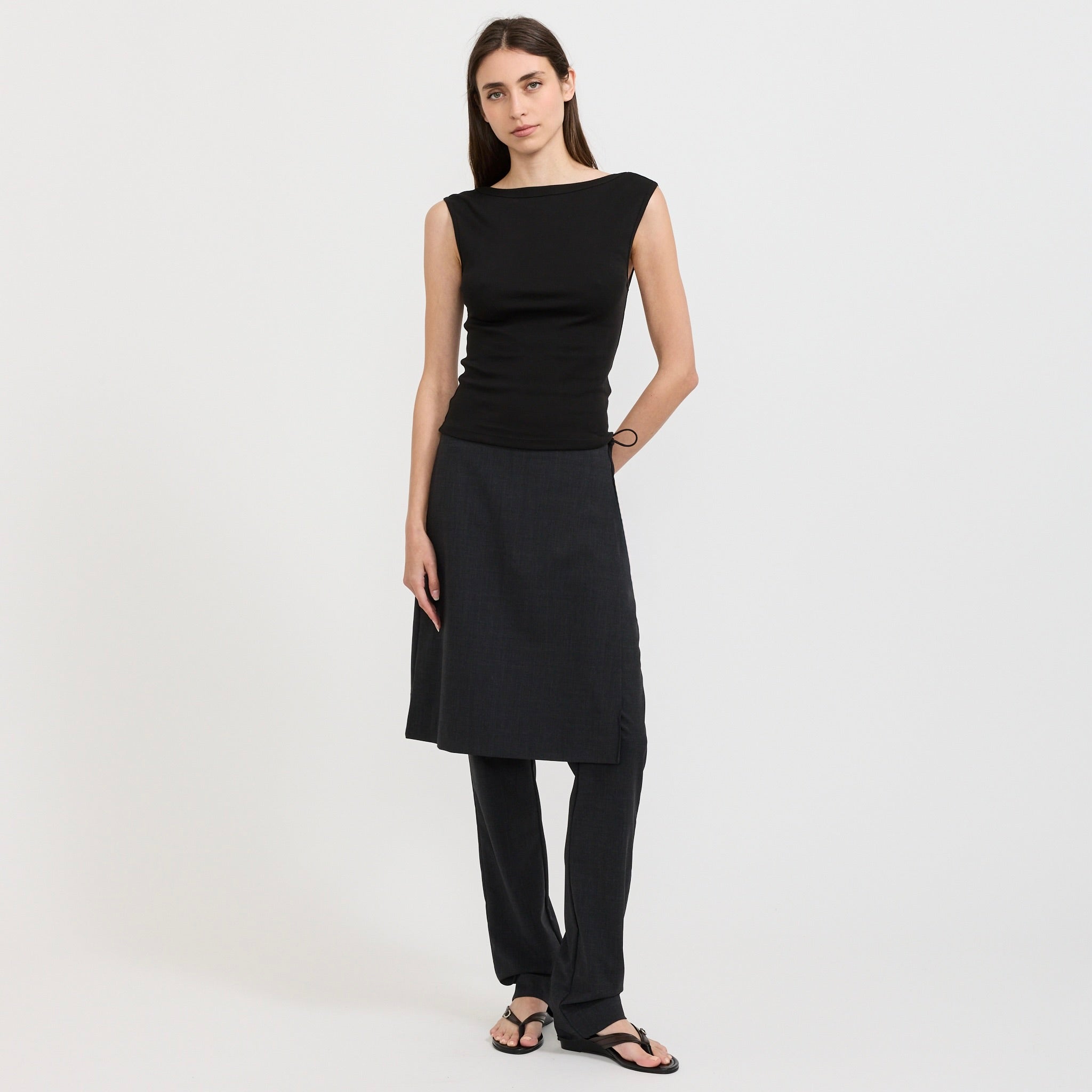 Wool Sarong Pants Dark Graphite
