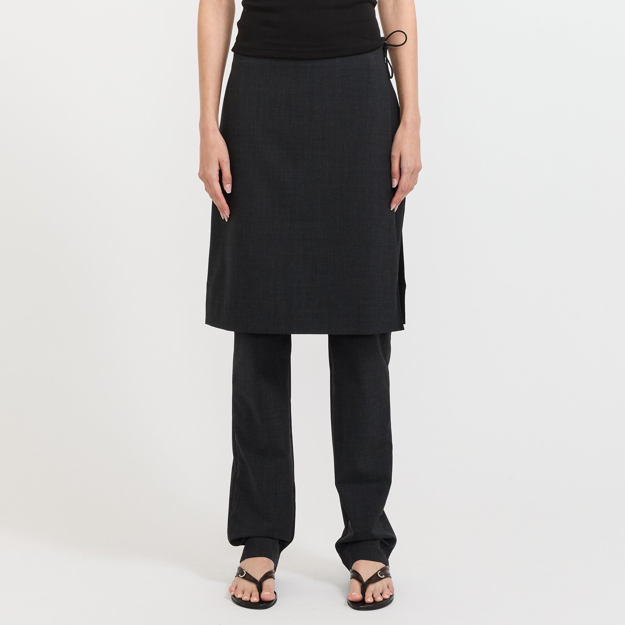 Wool Sarong Pants Dark Graphite