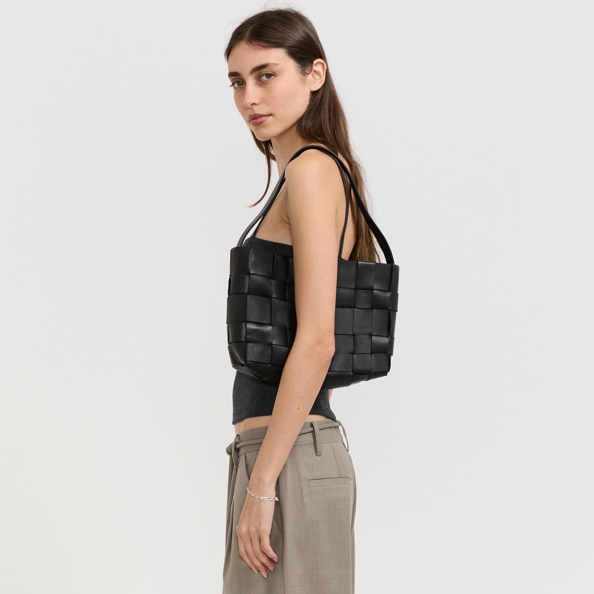 Woven Mini Tote Black