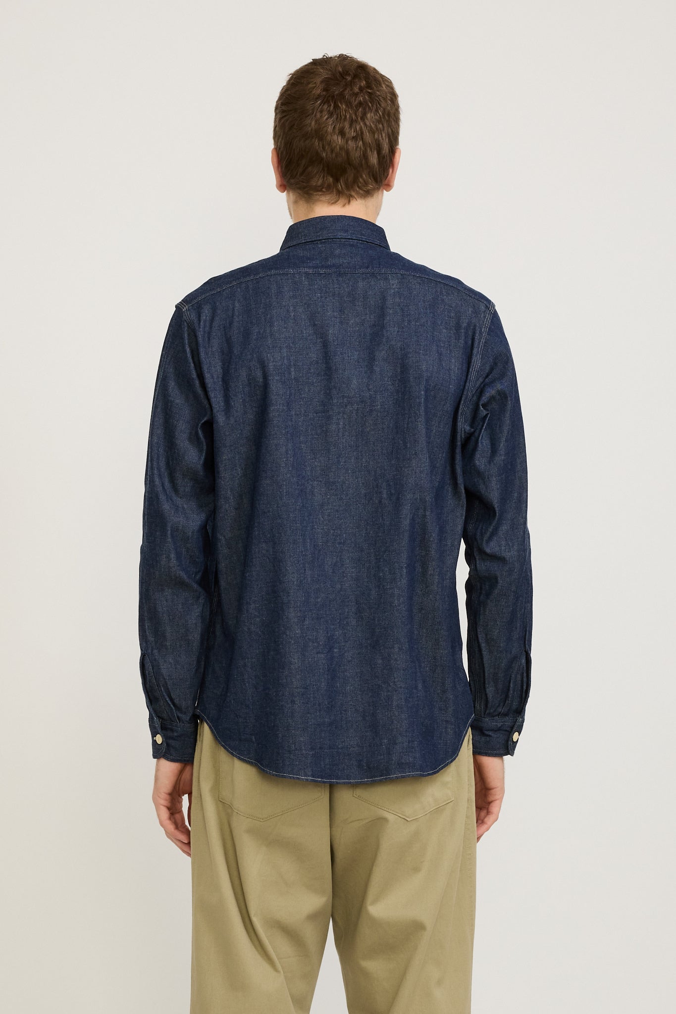 Sugar Cane | Blue Denim L/S Work Shirt | Maplestore