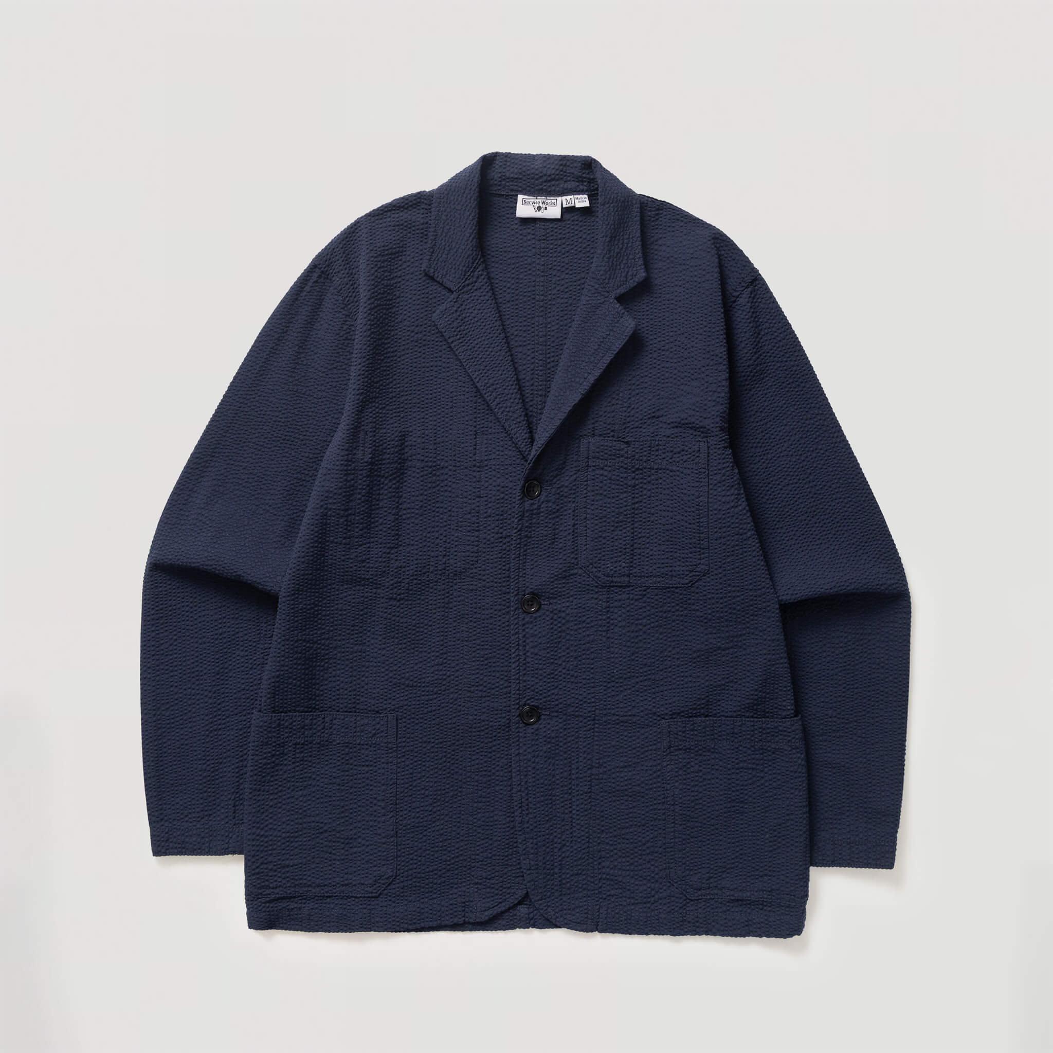 Service Works | Seersucker Server Suit Jacket Dark Navy | Maplestore