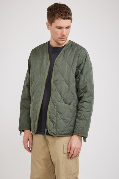 Taion | Military Zip V Neck Down Jacket Olive | Maplestore