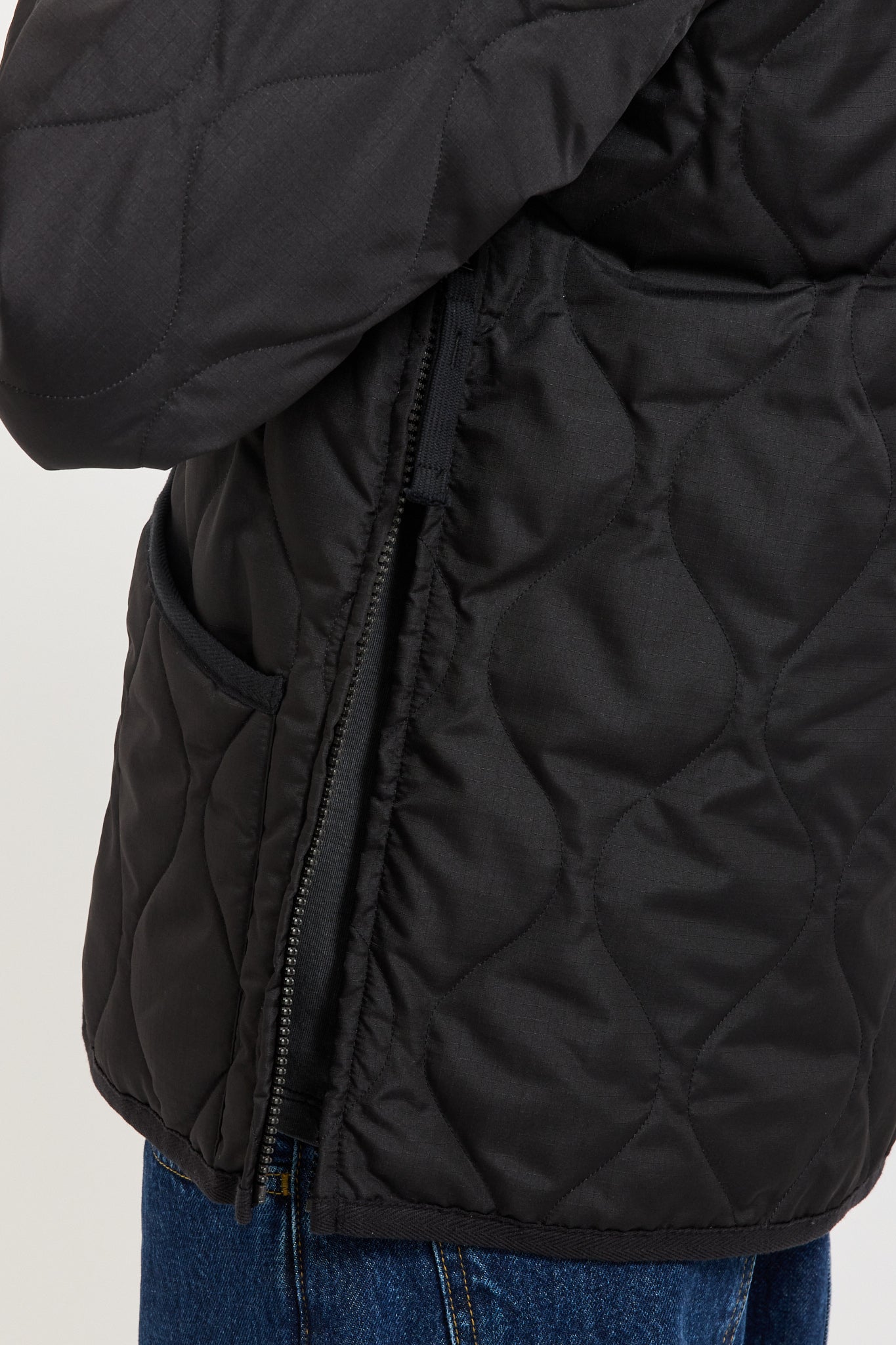 Women's Military Zip V Neck Down Jacket Black