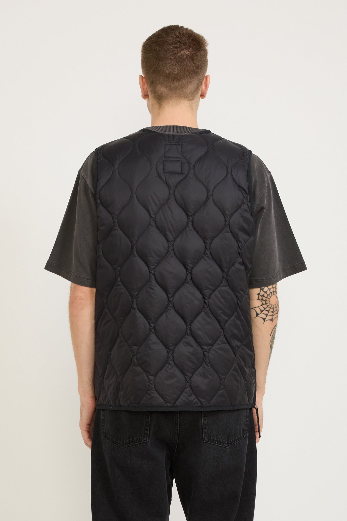 Military Zip V Neck Soft Shell Down Vest Black