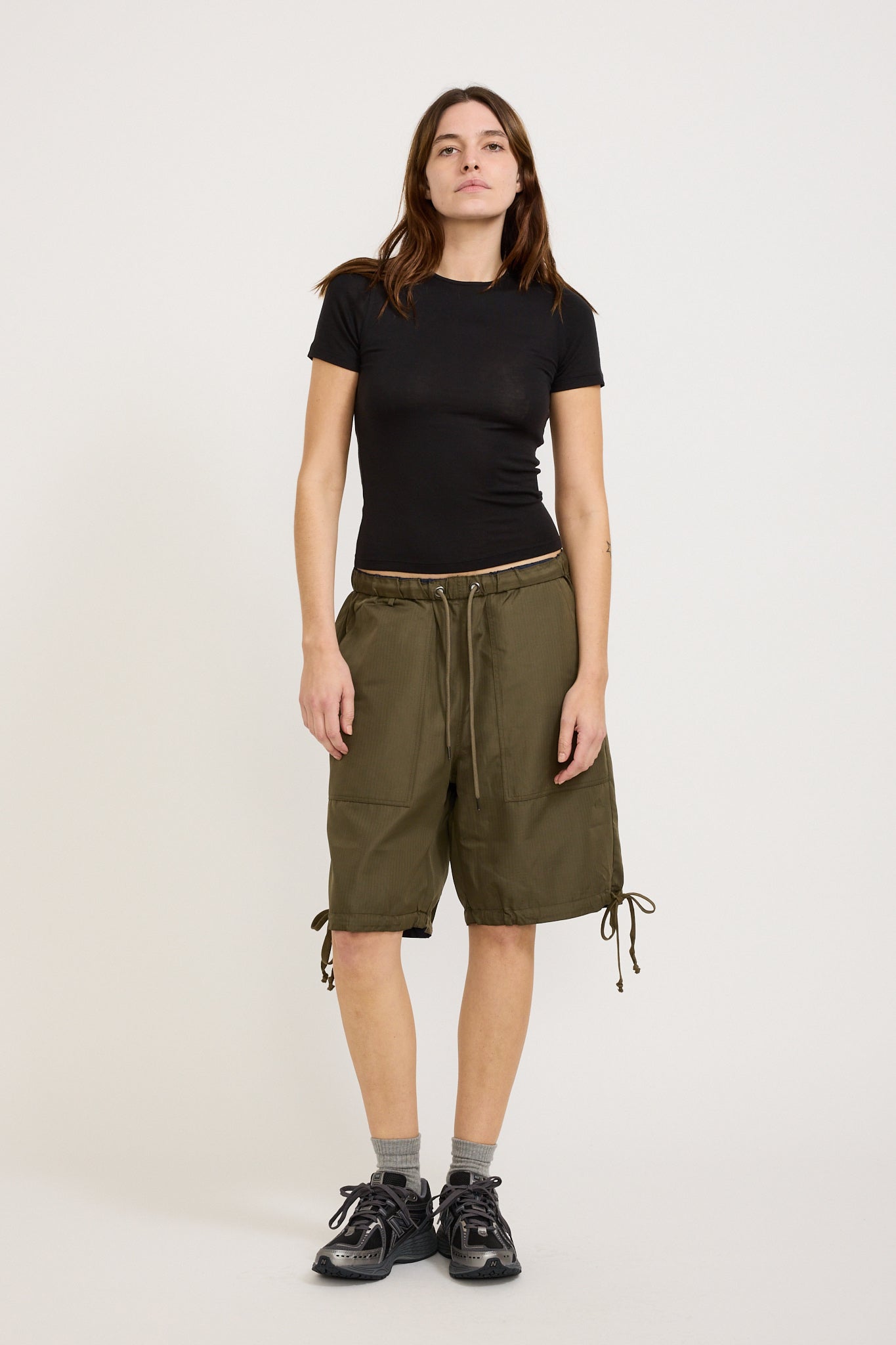 Non Down Military Reversible Short Pants Dark Olive