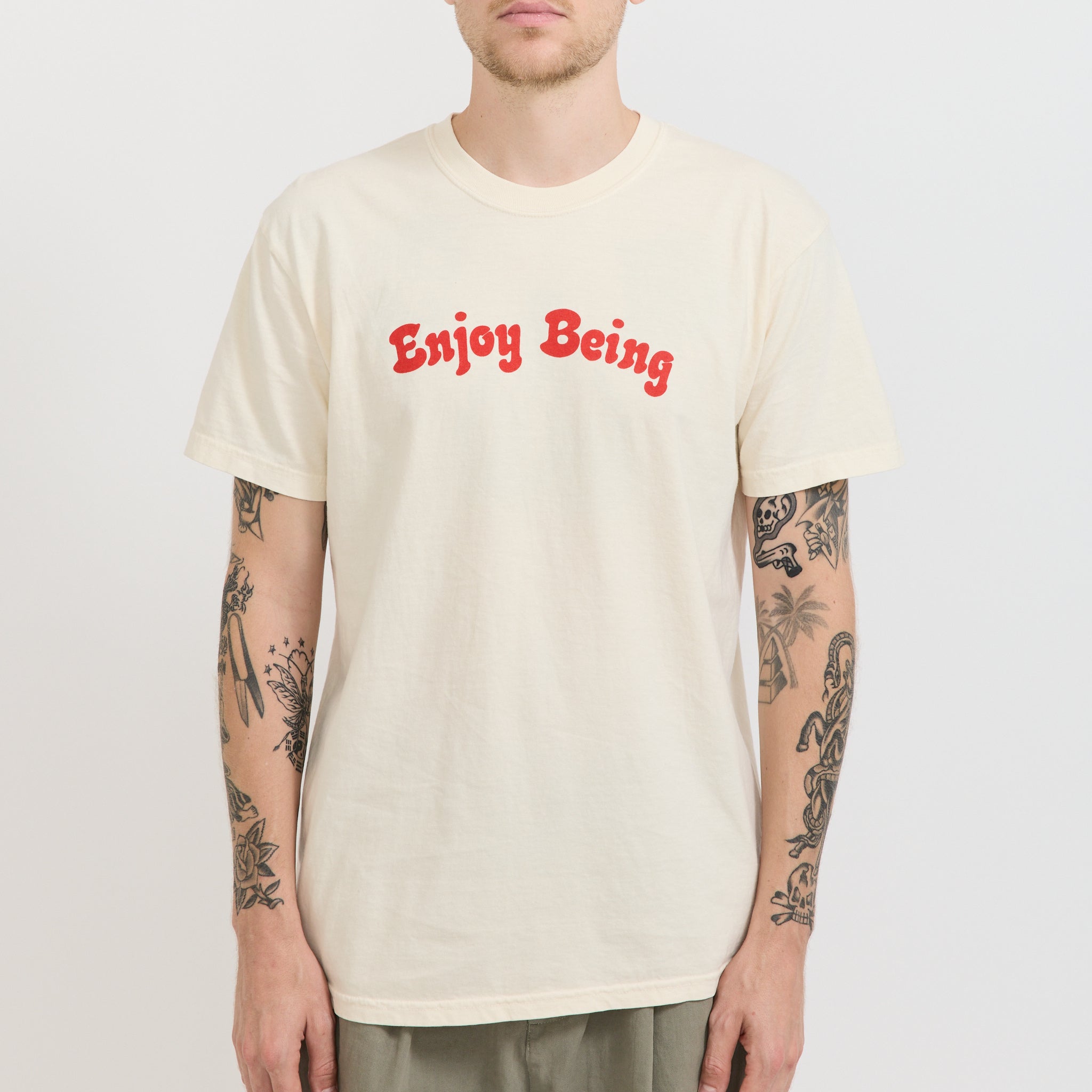 Enjoy Being Pigment Dyed Tee Cream