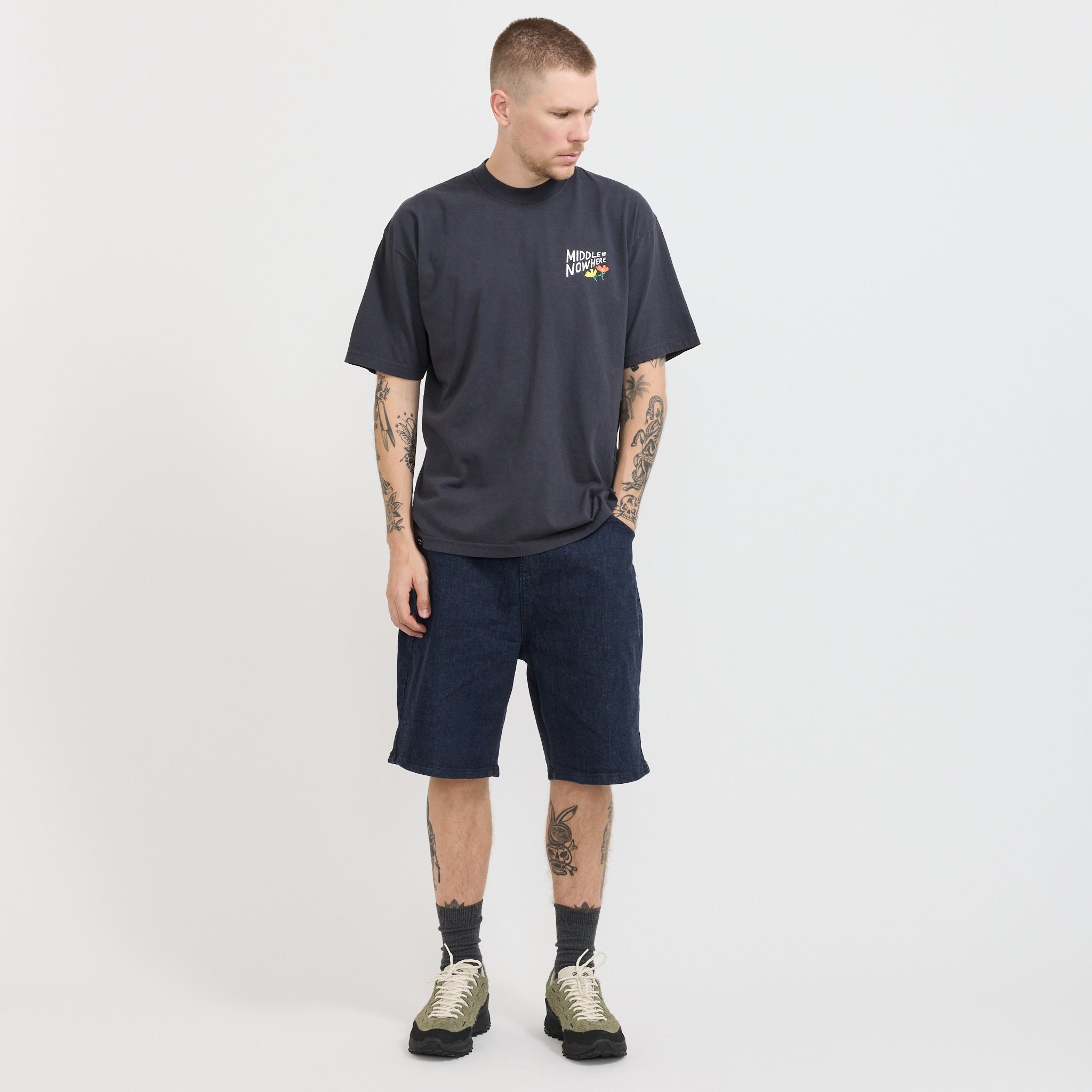 Lonely Palm x Middle Of Nowhere Embroidered Tee Dolphin Blue