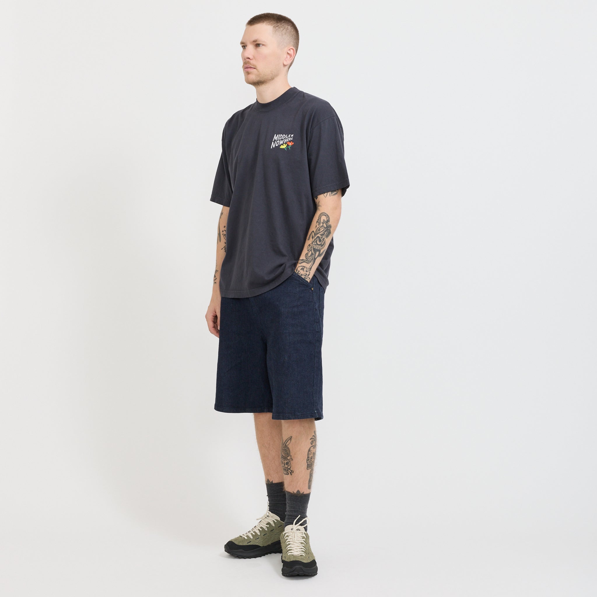 Lonely Palm x Middle Of Nowhere Embroidered Tee Dolphin Blue