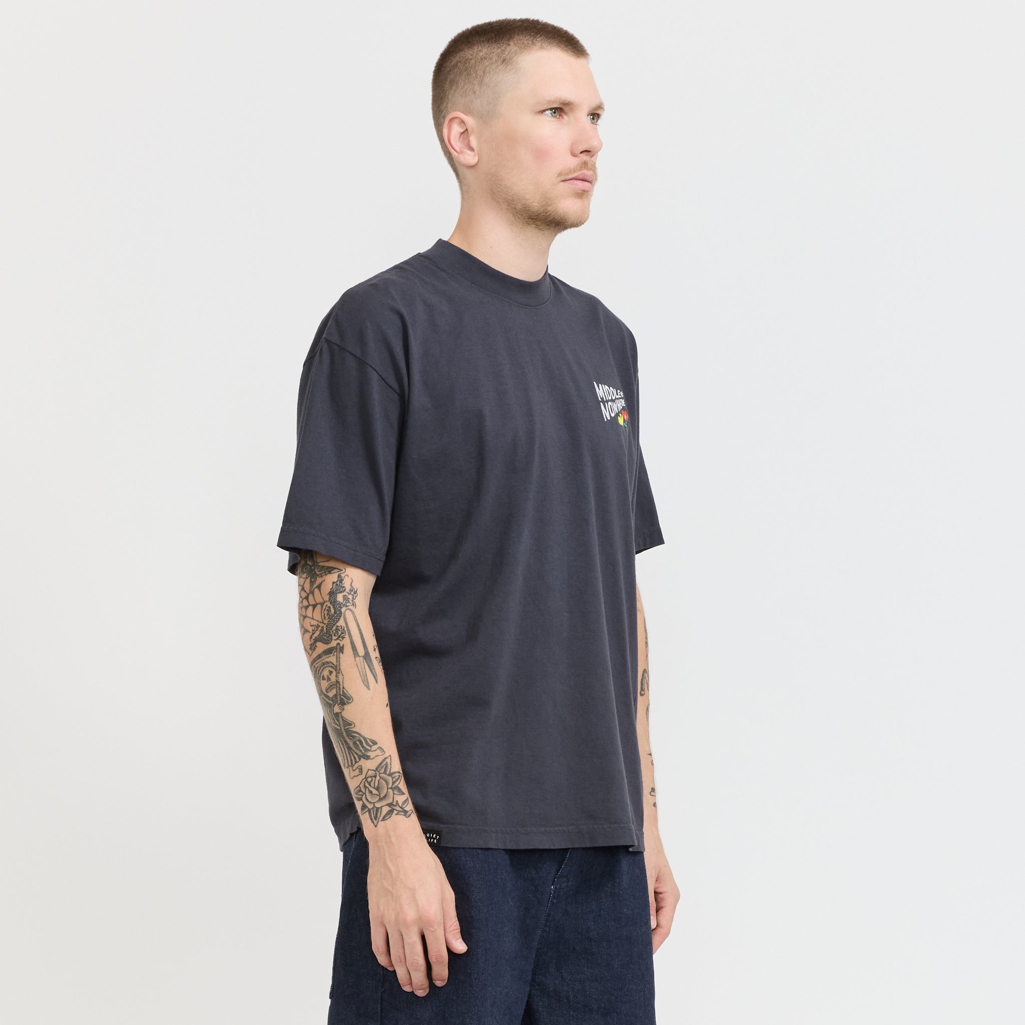 Lonely Palm x Middle Of Nowhere Embroidered Tee Dolphin Blue