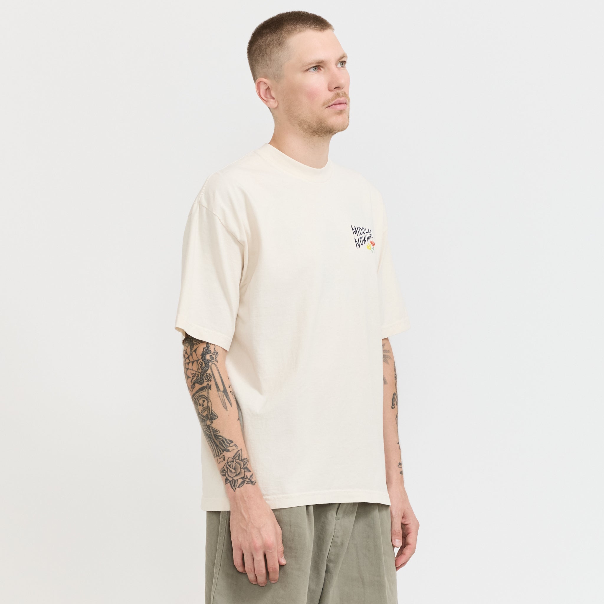 Lonely Palm x Middle Of Nowhere Embroidered Tee Cream