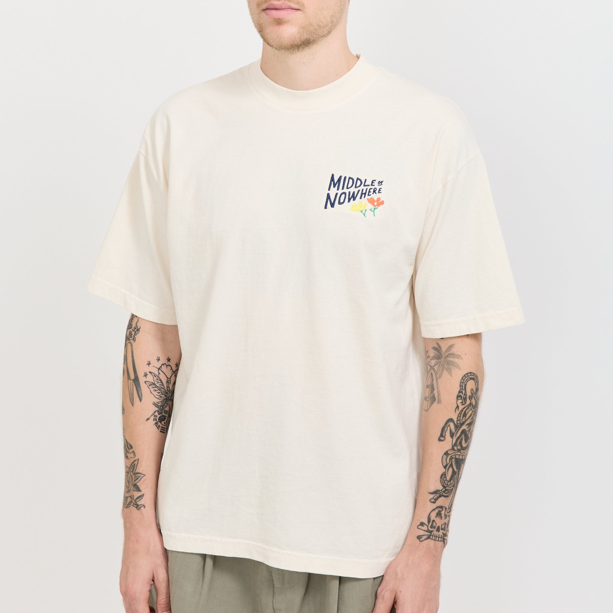 Lonely Palm x Middle Of Nowhere Embroidered Tee Cream