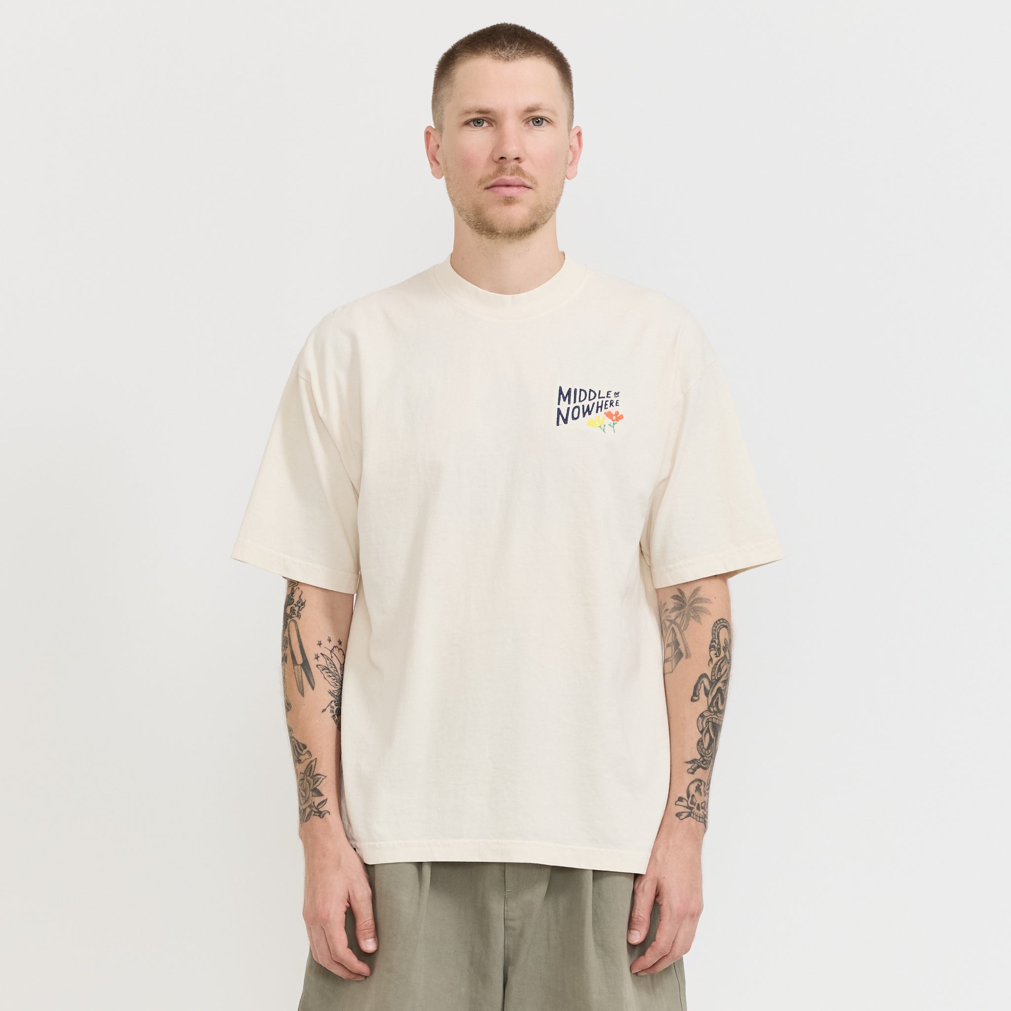 Lonely Palm x Middle Of Nowhere Embroidered Tee Cream