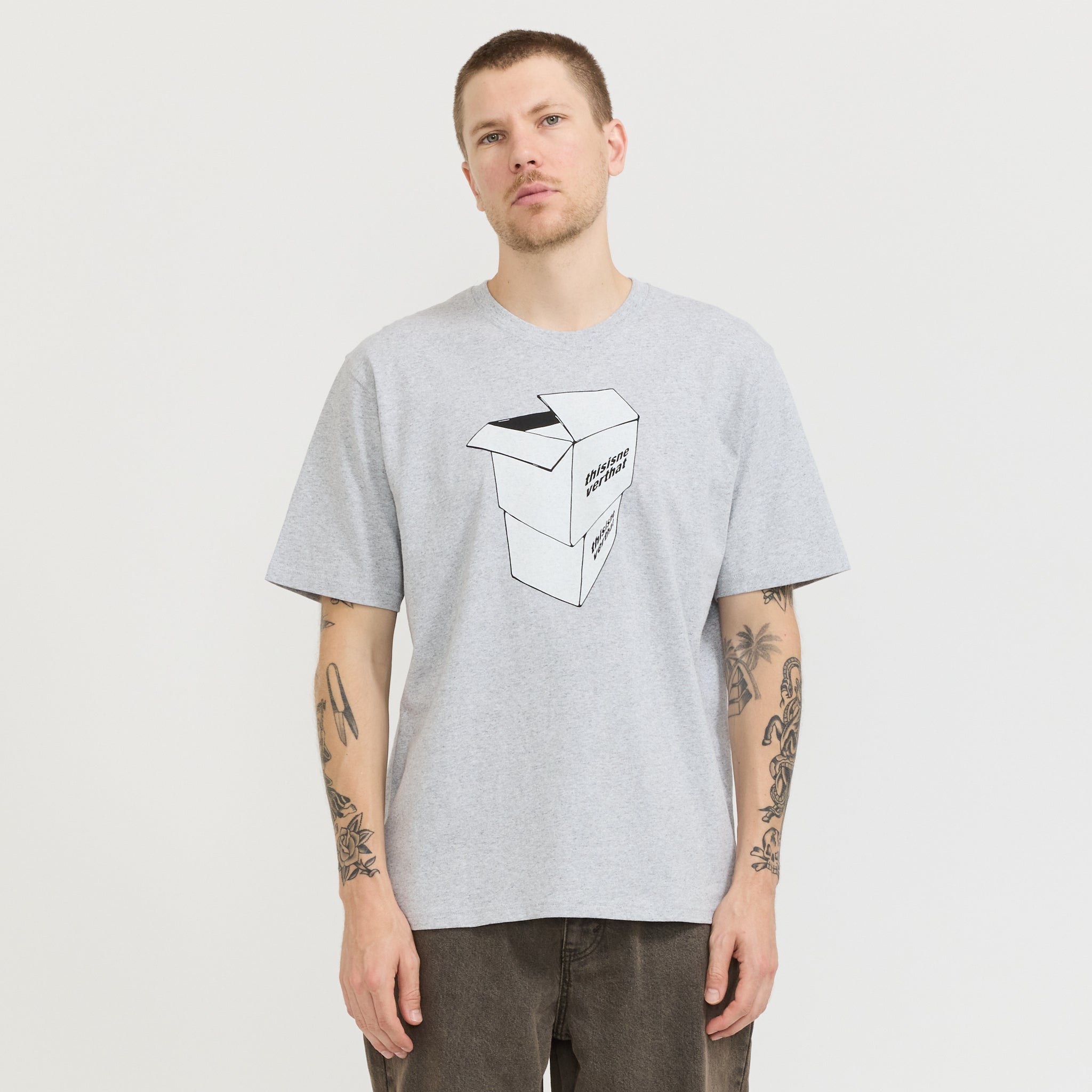 2 Parcels Tee Heather Grey
