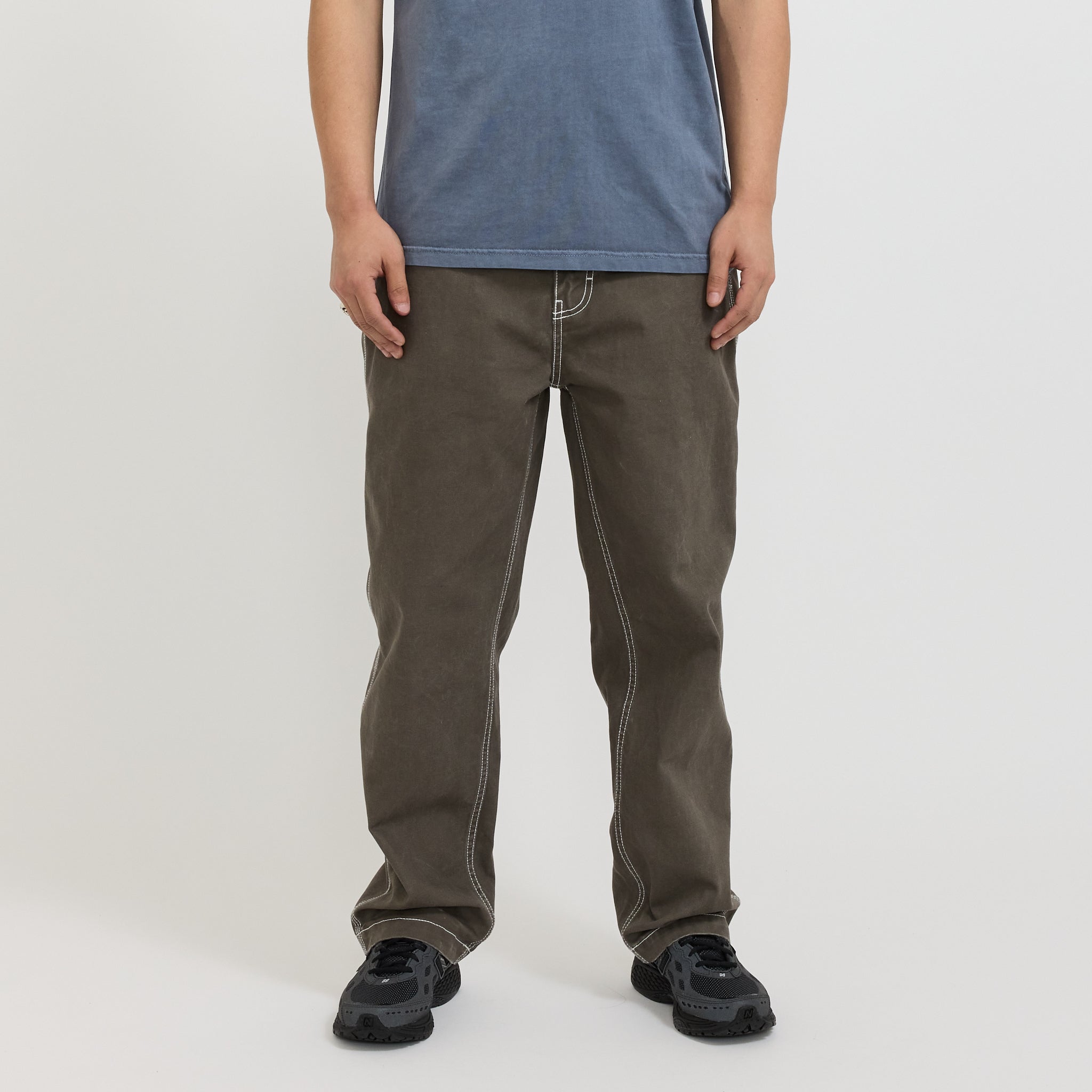 Contrast Stitch Pant Olive