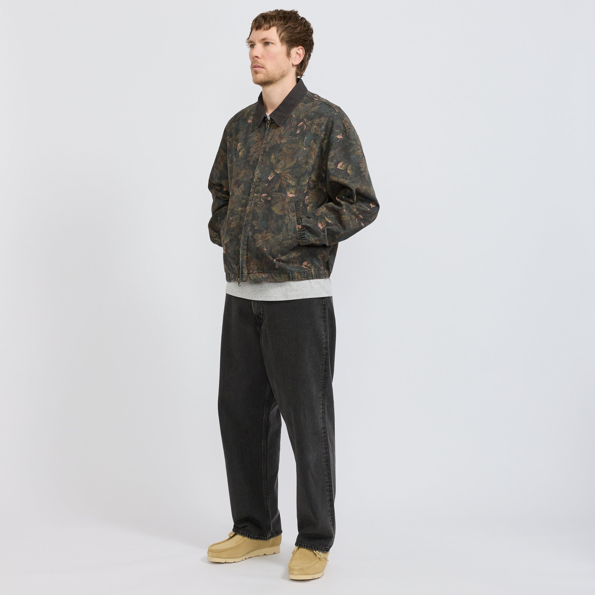 Denim Blouson Jacket Flower