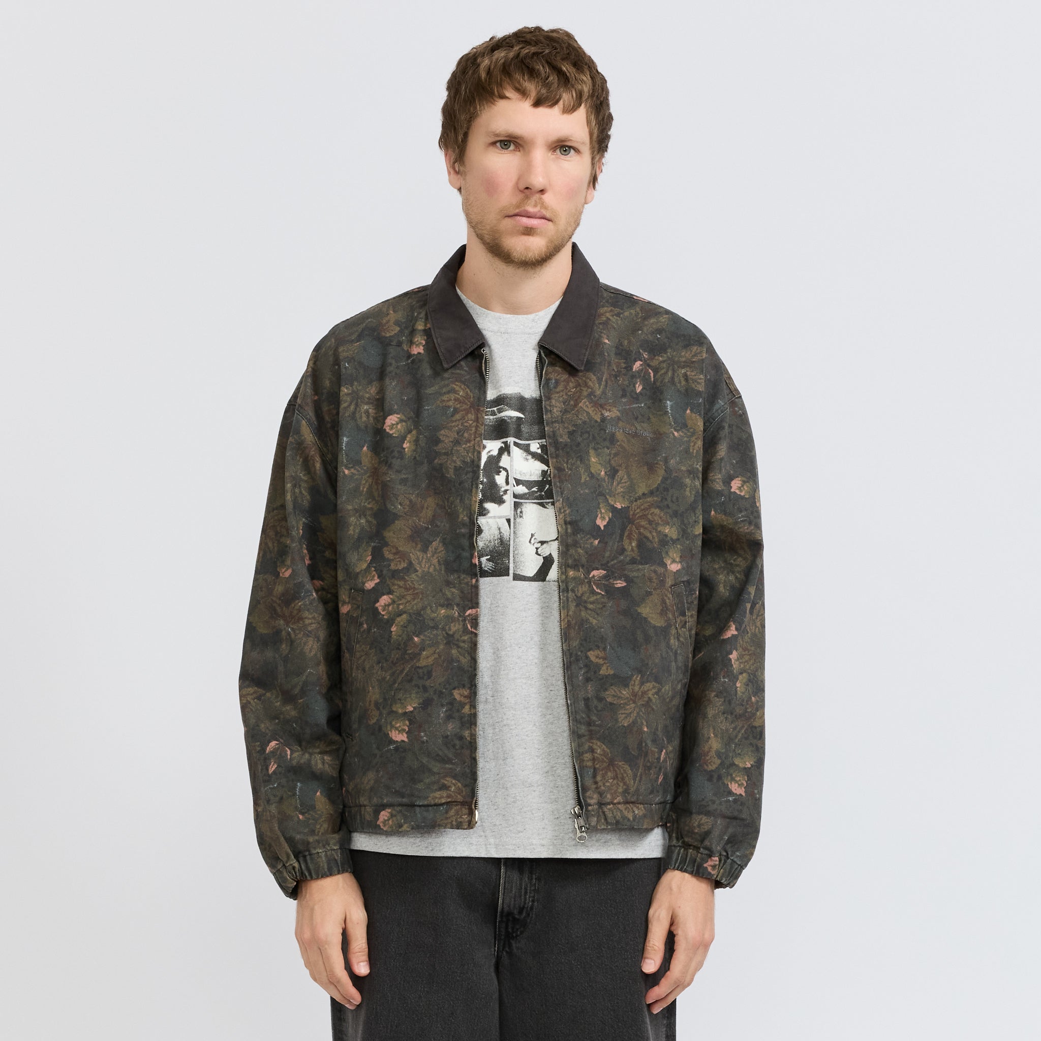 Denim Blouson Jacket Flower