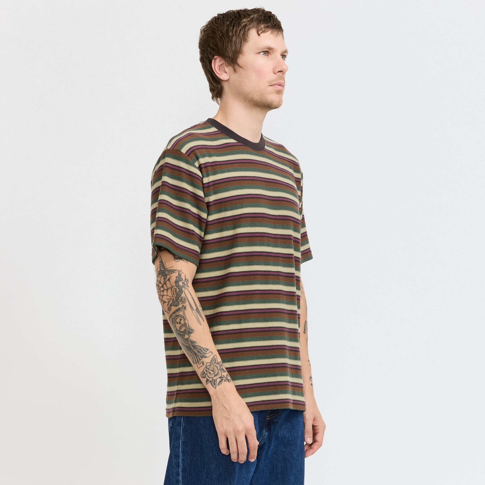 Inside Out Stripe Tee Dusty Pink
