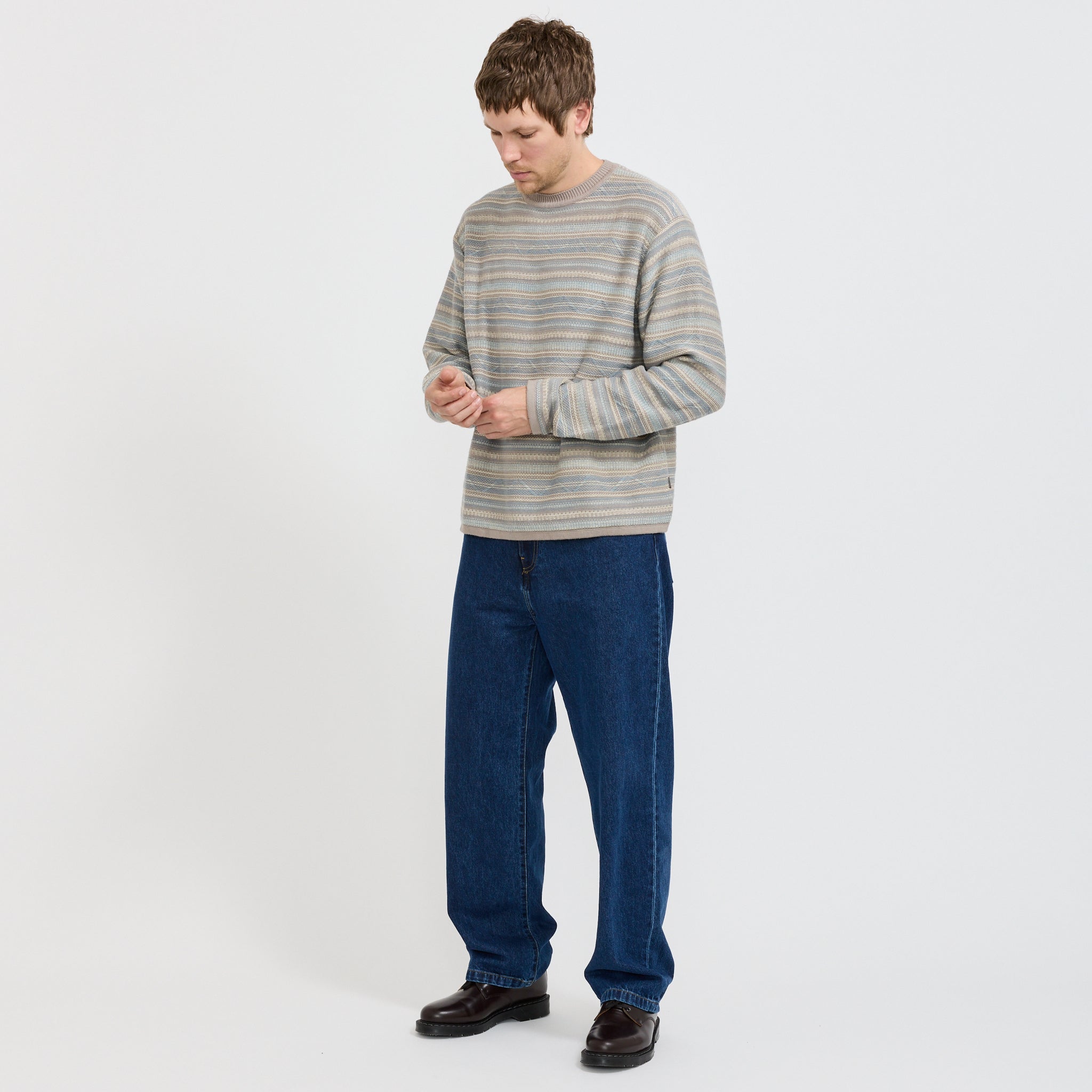 Pattern Knit Crew Slate