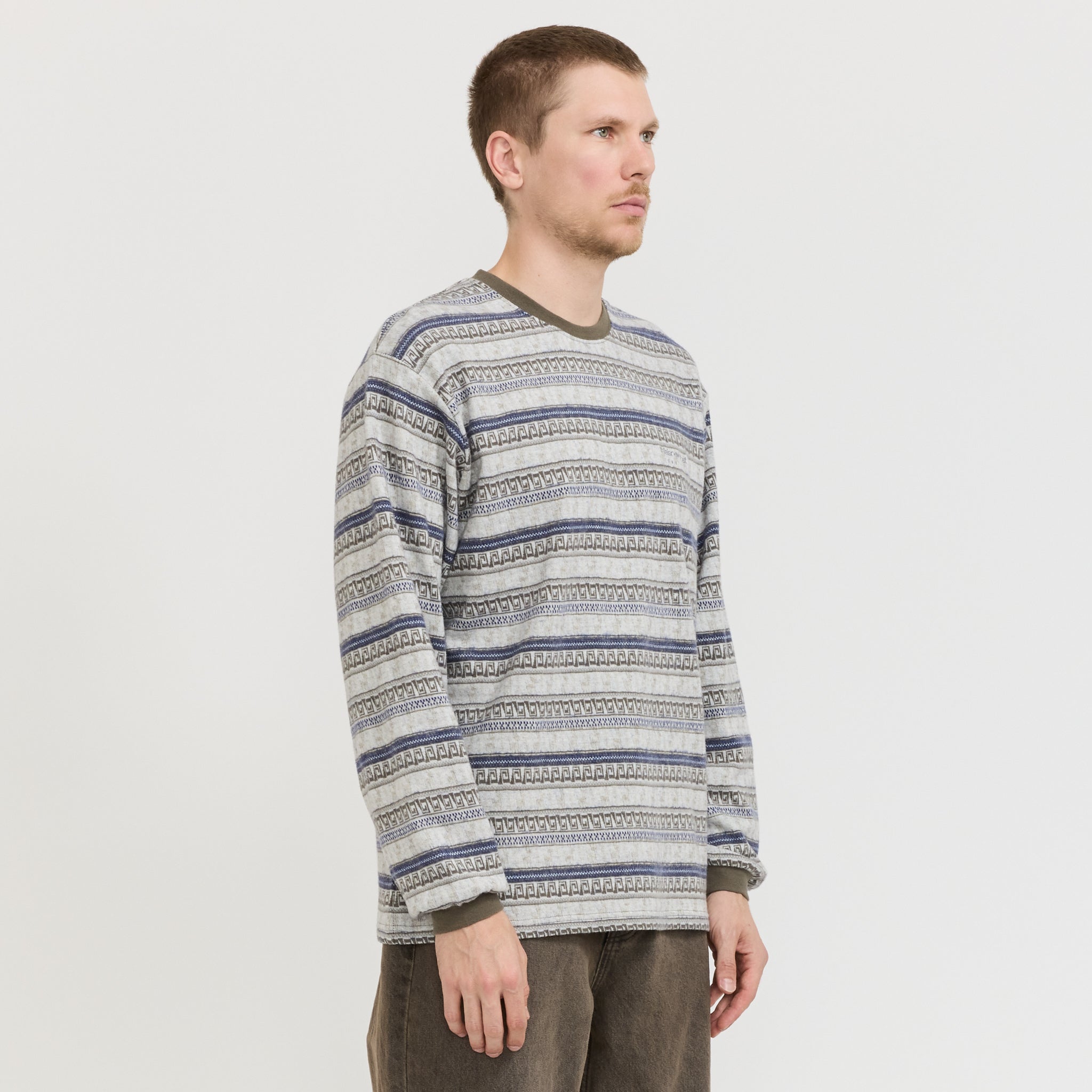 Pattern Striped L/S Tee Ivory