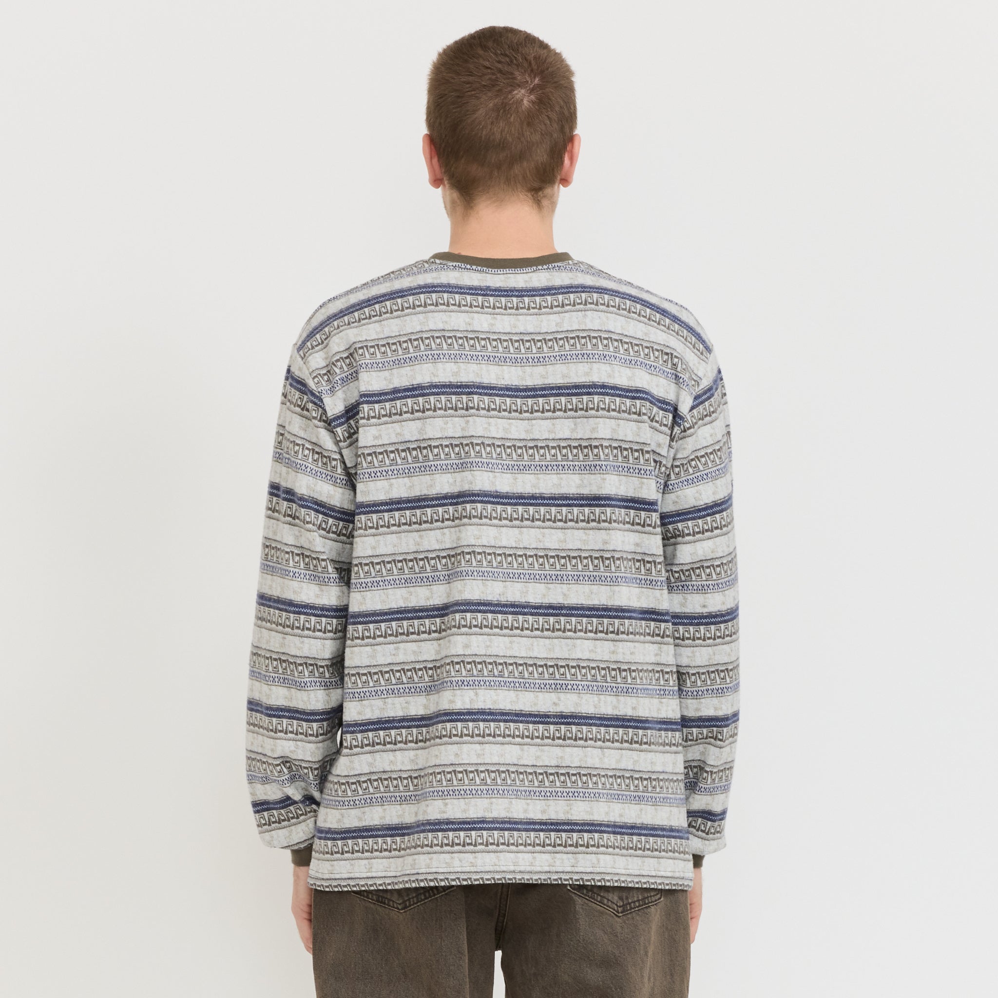 Pattern Striped L/S Tee Ivory