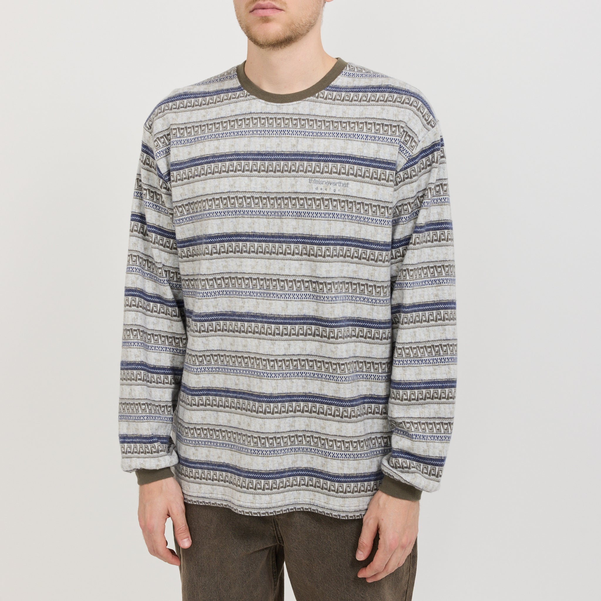 Pattern Striped L/S Tee Ivory