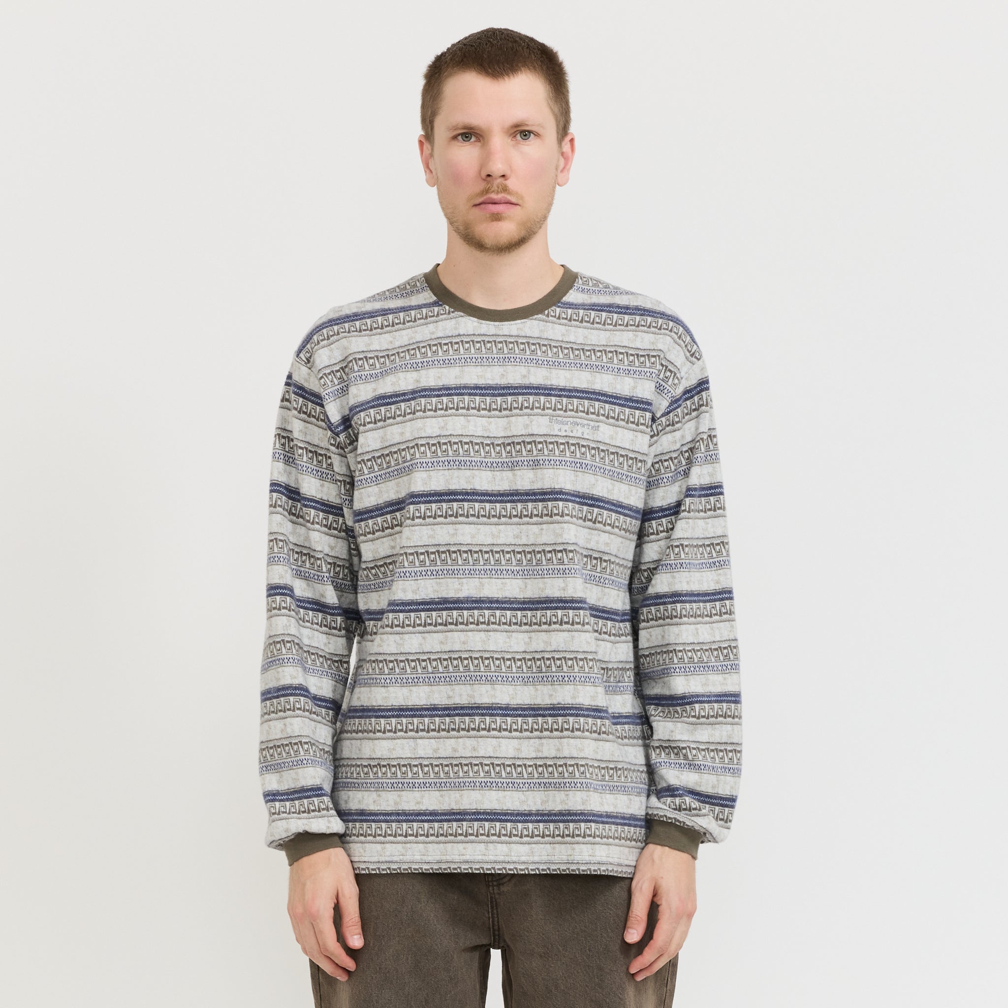 Pattern Striped L/S Tee Ivory