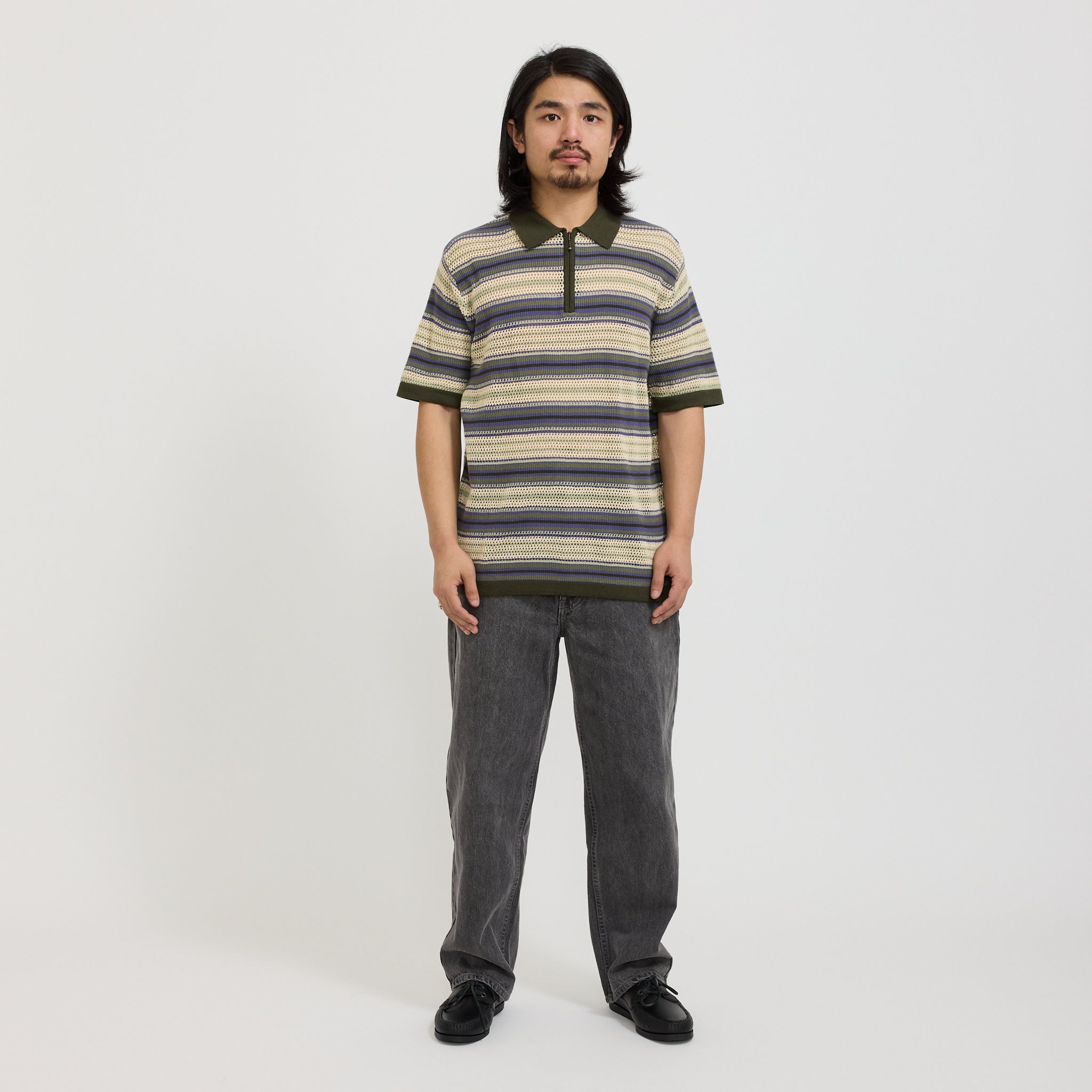thisisneverthat | Stripe S/S Knit Polo Ivory | Maplestore