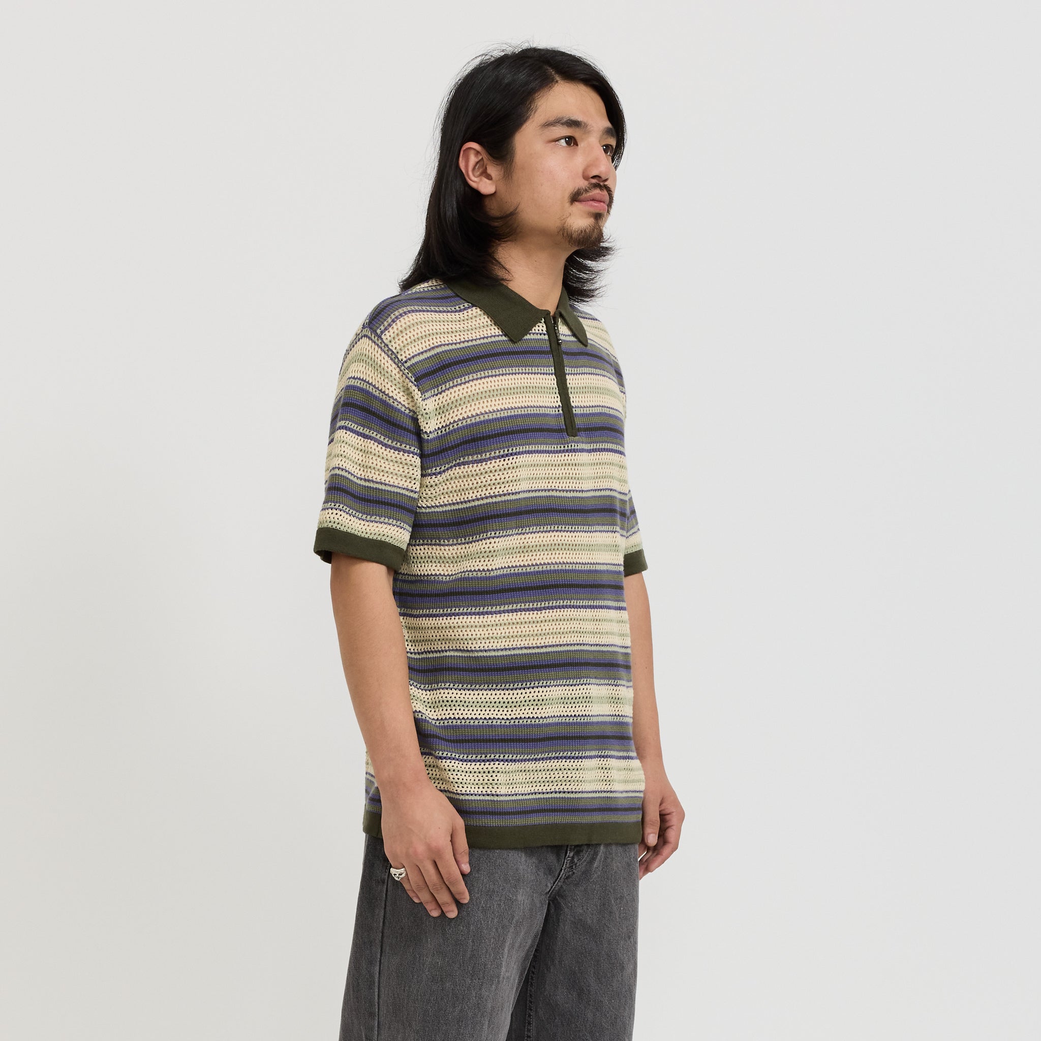 thisisneverthat | Stripe S/S Knit Polo Ivory | Maplestore