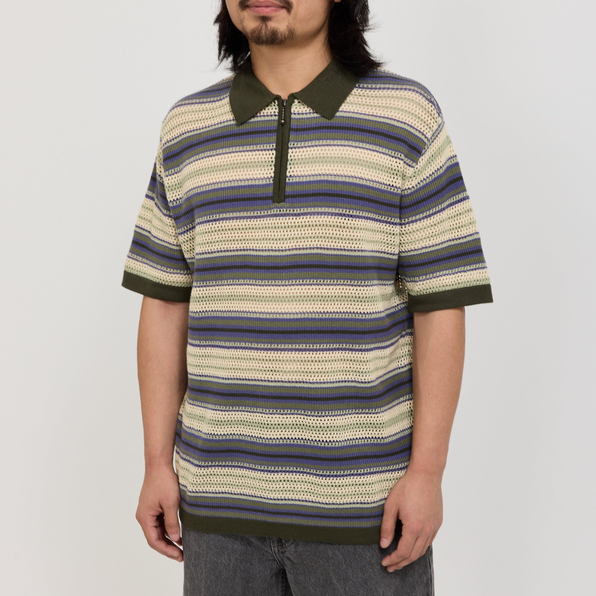 thisisneverthat | Stripe S/S Knit Polo Ivory | Maplestore